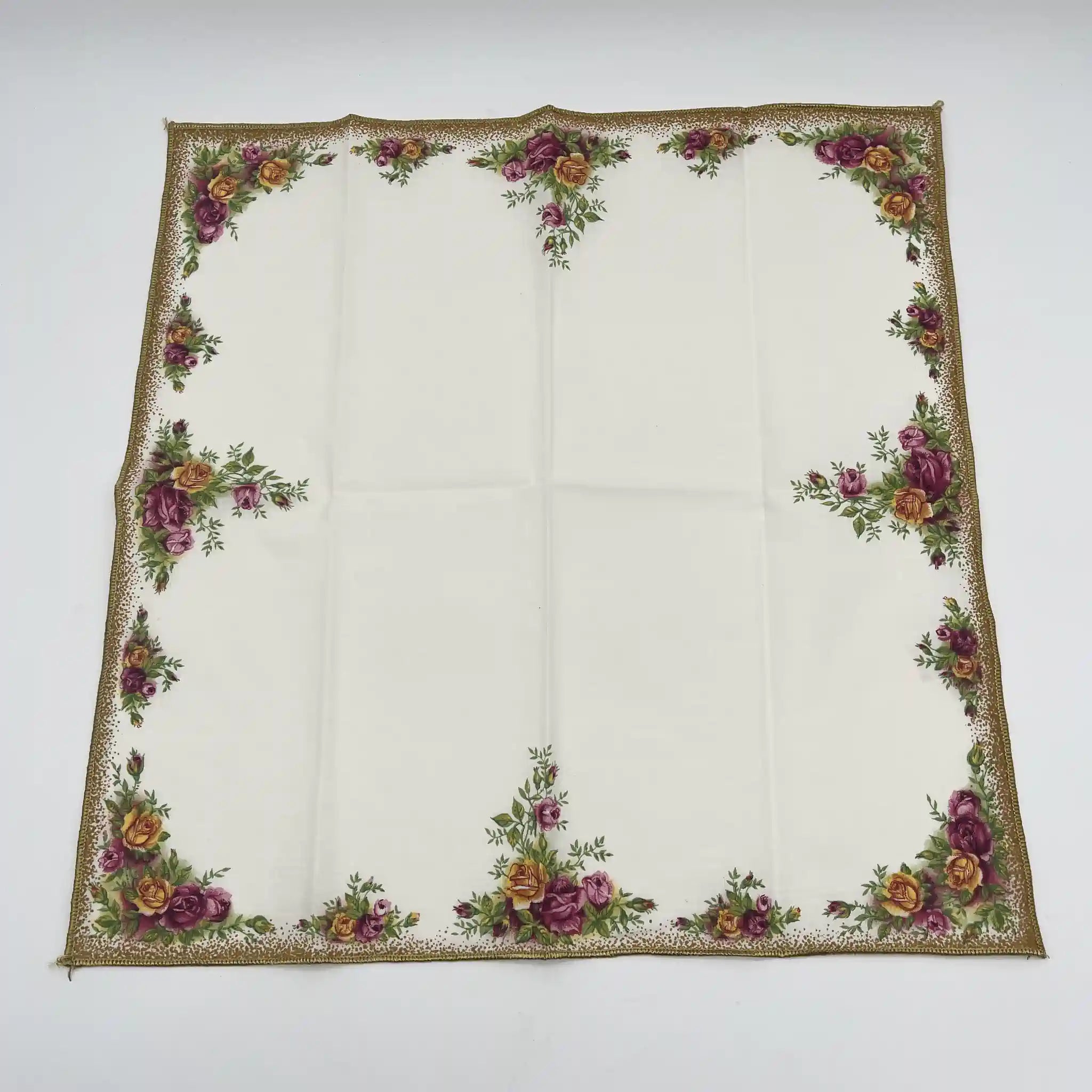 【リユース】 ナプキン4P / ROYAL ALBERT (ロイヤルアルバート) / Old Country Roses / 1980-1990年代 / コットン / イギリス / イングリッシュガーデン, ボタニカルアート