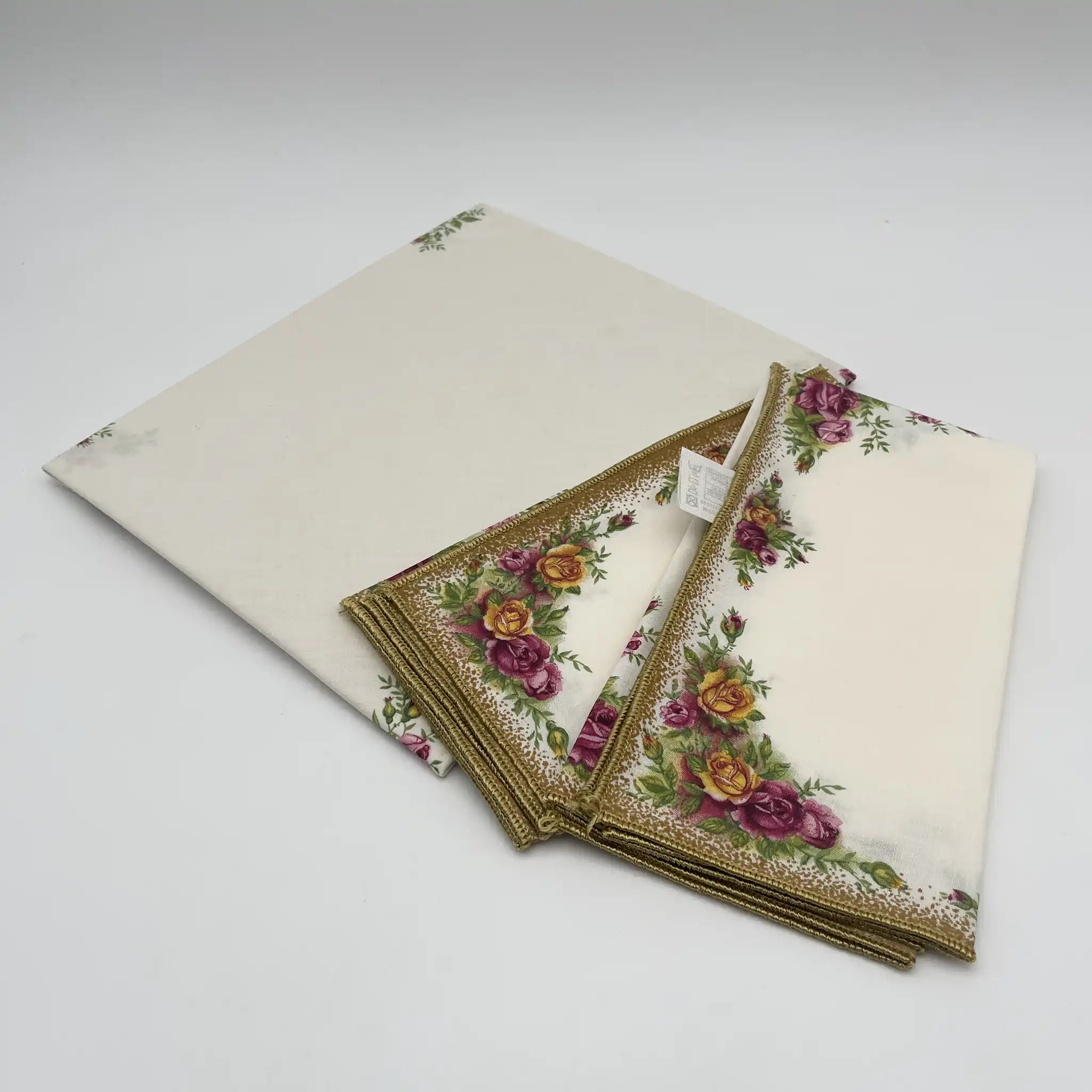 【リユース】 ナプキン4P / ROYAL ALBERT (ロイヤルアルバート) / Old Country Roses / 1980-1990年代 / コットン / イギリス / イングリッシュガーデン, ボタニカルアート