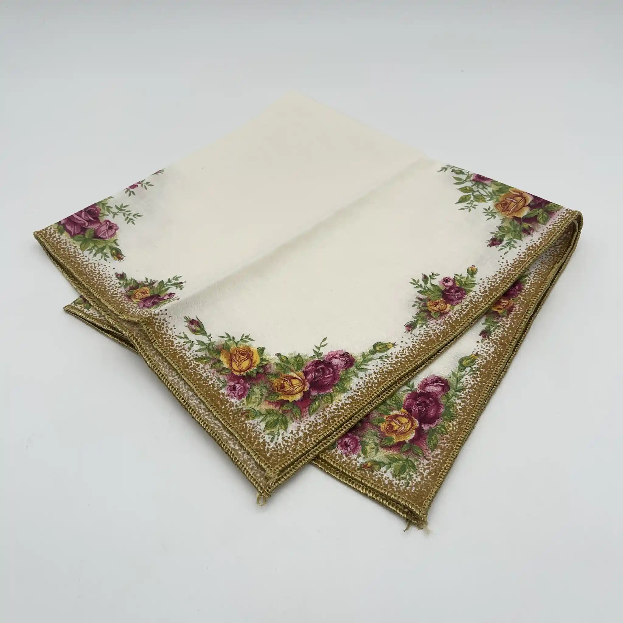 【リユース】 ナプキン4P / ROYAL ALBERT (ロイヤルアルバート) / Old Country Roses / 1980-1990年代 / コットン / イギリス / イングリッシュガーデン, ボタニカルアート