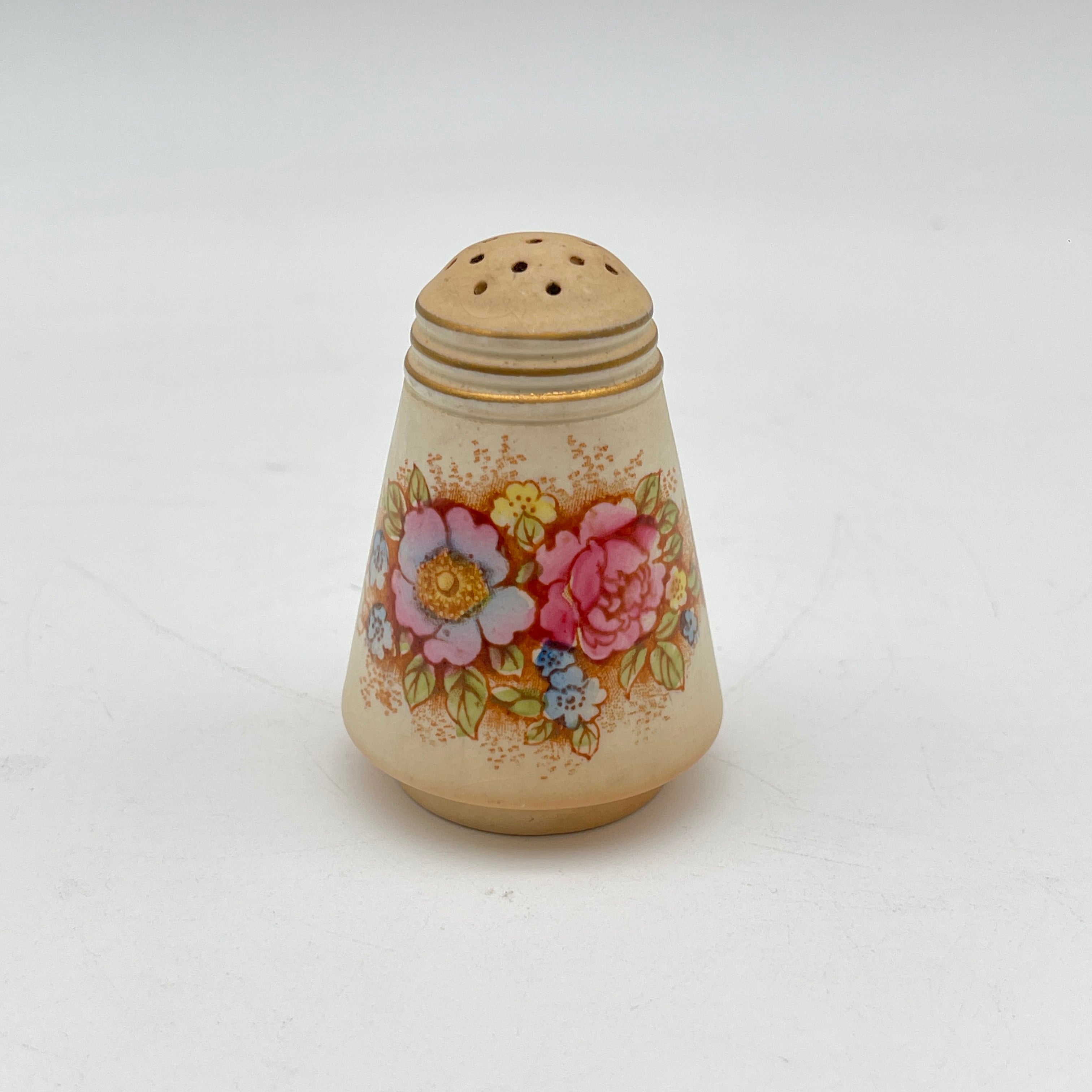 [Antique] Seasoning container 3P / Crown Devon / 1910-1920s (estimated) / Pottery / England / Sugar sifter, salt shaker, mustard pot