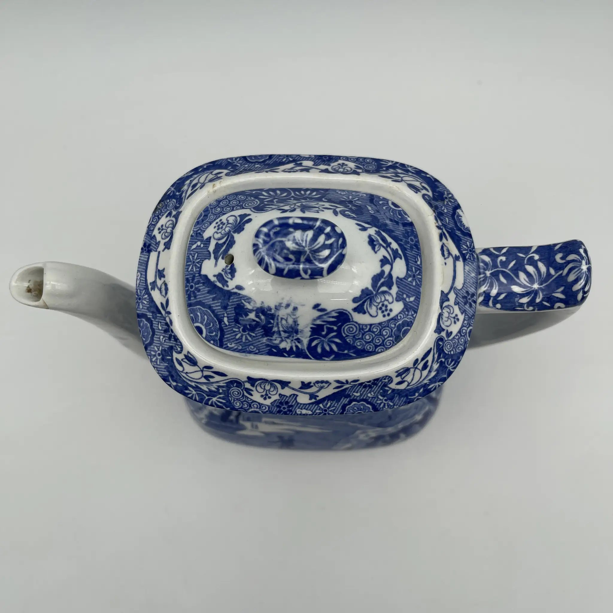 【アンティーク】 ティーポット / Spode (スポード) / Blue Italian / 1890-1920年代 / 陶器 / イギリス / ブルー＆ホワイト, 銅版転写, 古代ローマ遺跡