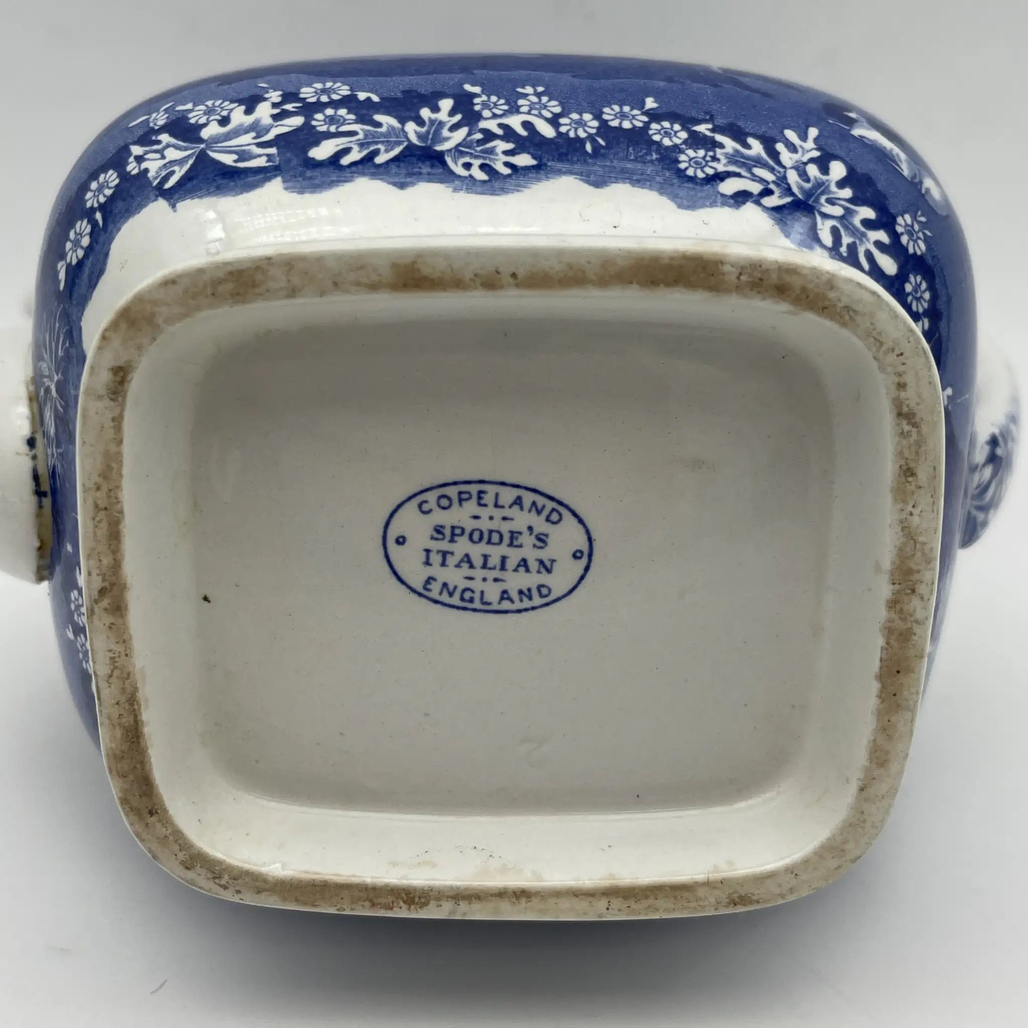 【アンティーク】 ティーポット / Spode (スポード) / Blue Italian / 1890-1920年代 / 陶器 / イギリス / ブルー＆ホワイト, 銅版転写, 古代ローマ遺跡