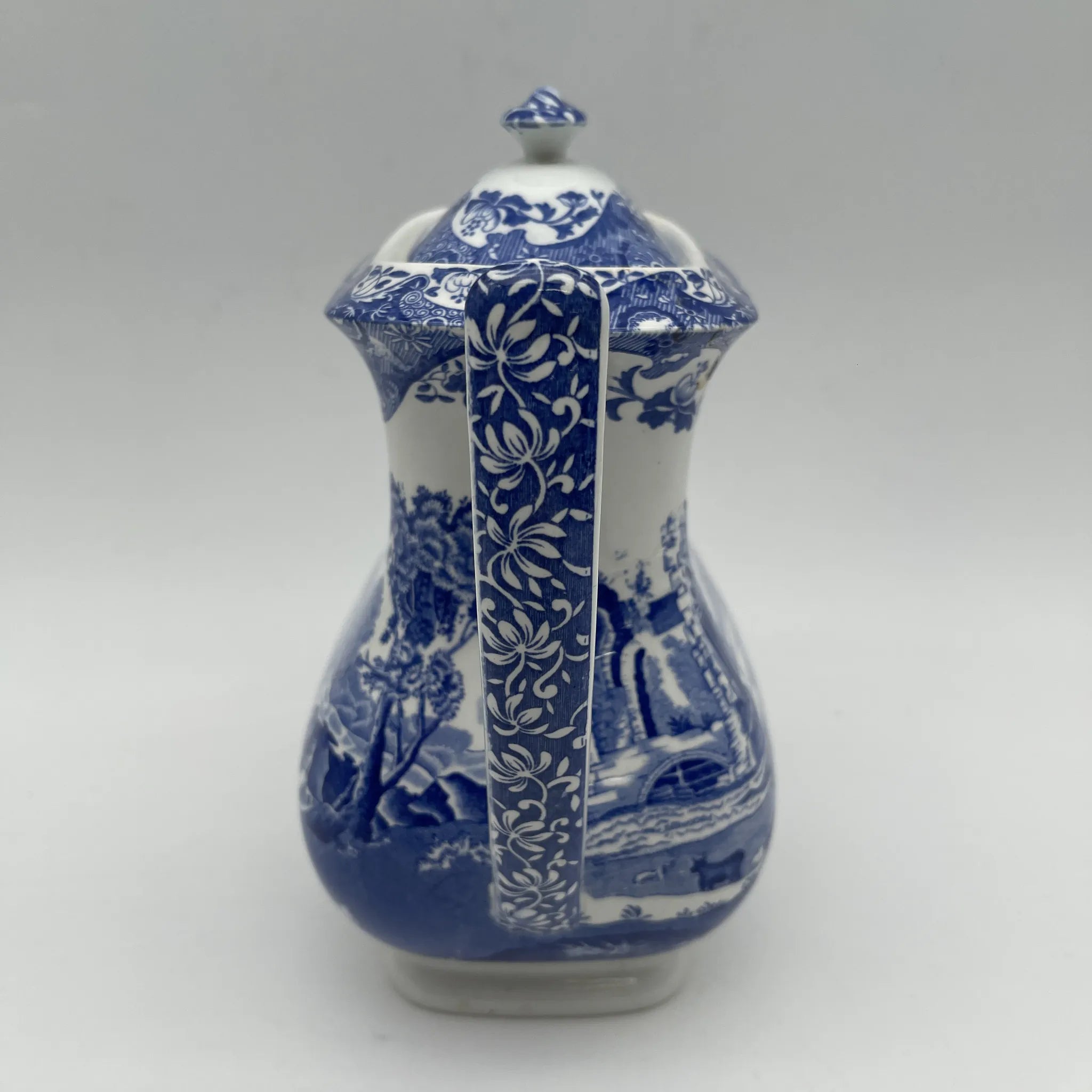 【アンティーク】 ティーポット / Spode (スポード) / Blue Italian / 1890-1920年代 / 陶器 / イギリス / ブルー＆ホワイト, 銅版転写, 古代ローマ遺跡