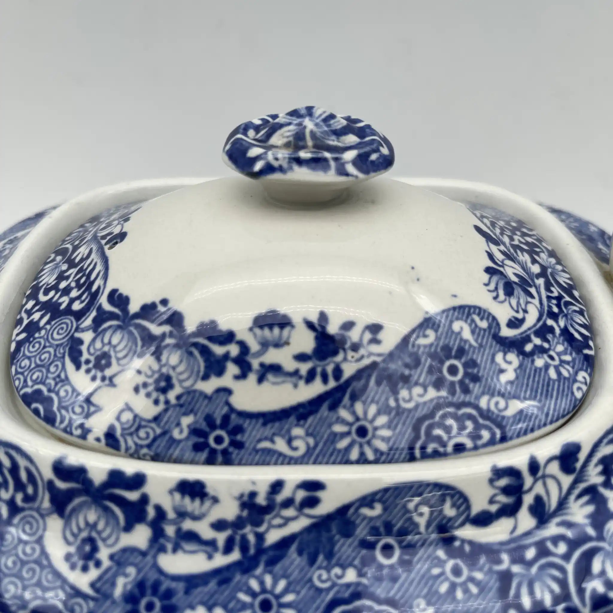 【アンティーク】 ティーポット / Spode (スポード) / Blue Italian / 1890-1920年代 / 陶器 / イギリス / ブルー＆ホワイト, 銅版転写, 古代ローマ遺跡