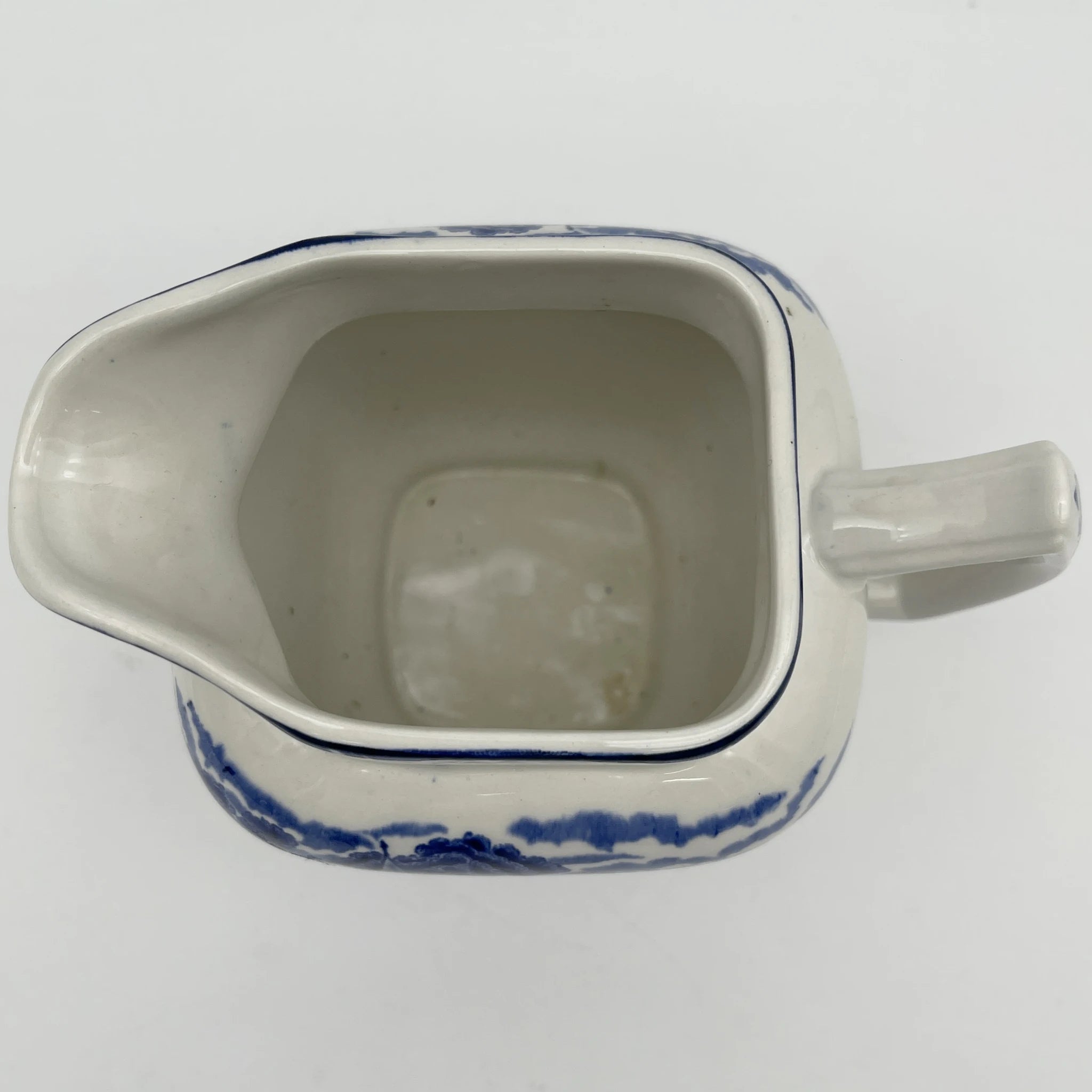 【アンティーク】 クリーマー (ミルクピッチャー) / Wood＆Sons (ウッド&サンズ) / English Scenery / 1920-1940年代 (推定) / アイアンストーン / イギリス / ブルー＆ホワイト, 銅版転写, 英国田園風景