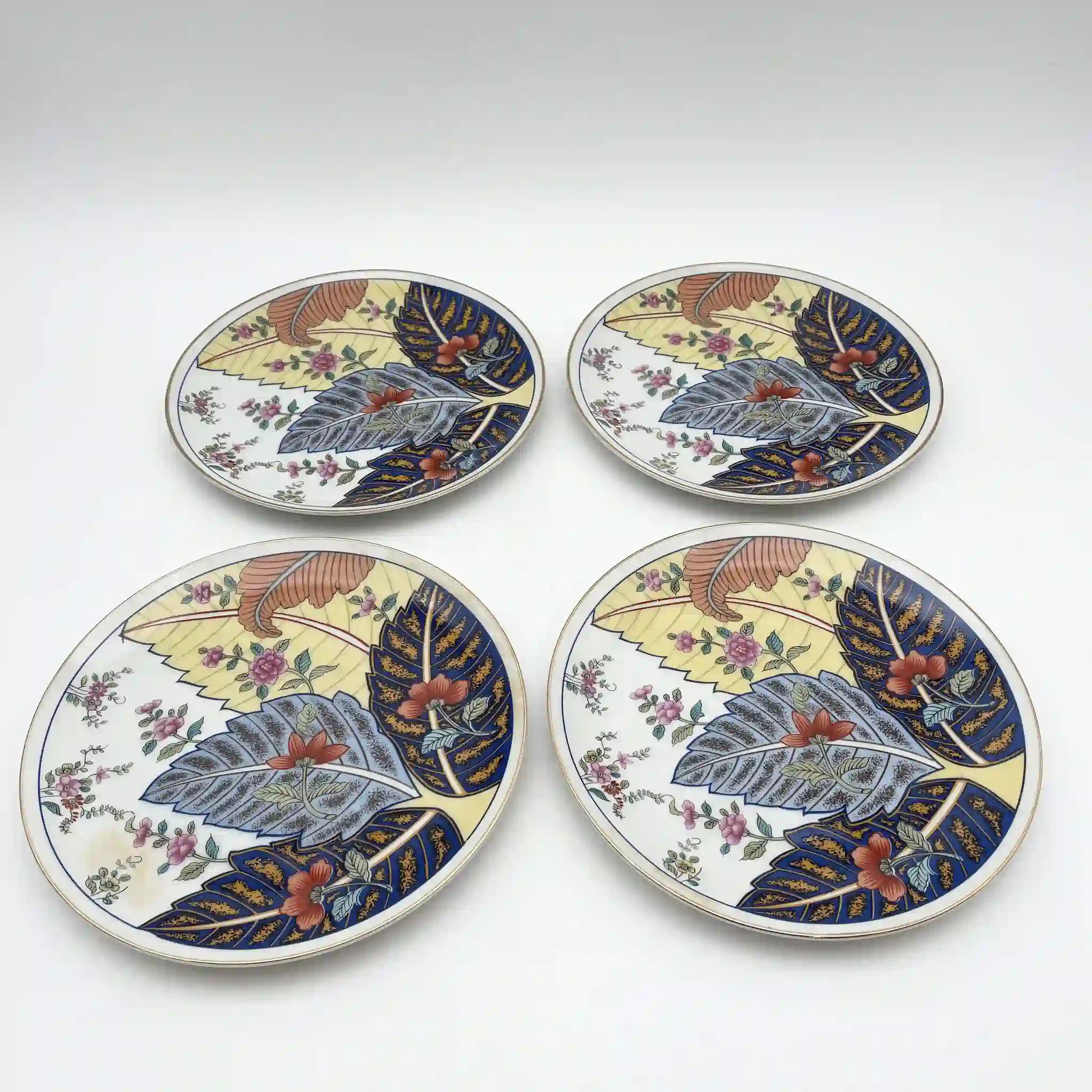 [Vintage] Dessert plate (medium plate) 4P / Seymour Mann / Tobacco Leaf / 1980s / Fine China / Japan / With box