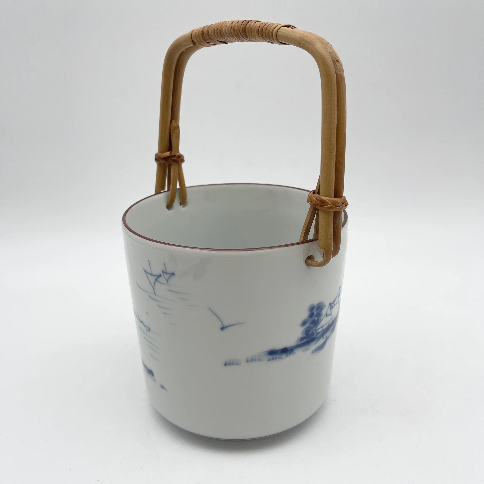 【复古】手点心钵（冰桶）/有田烧/ 1970-1980年代（推定）/瓷器/日本/付目皿，染付，楼阁山水文
