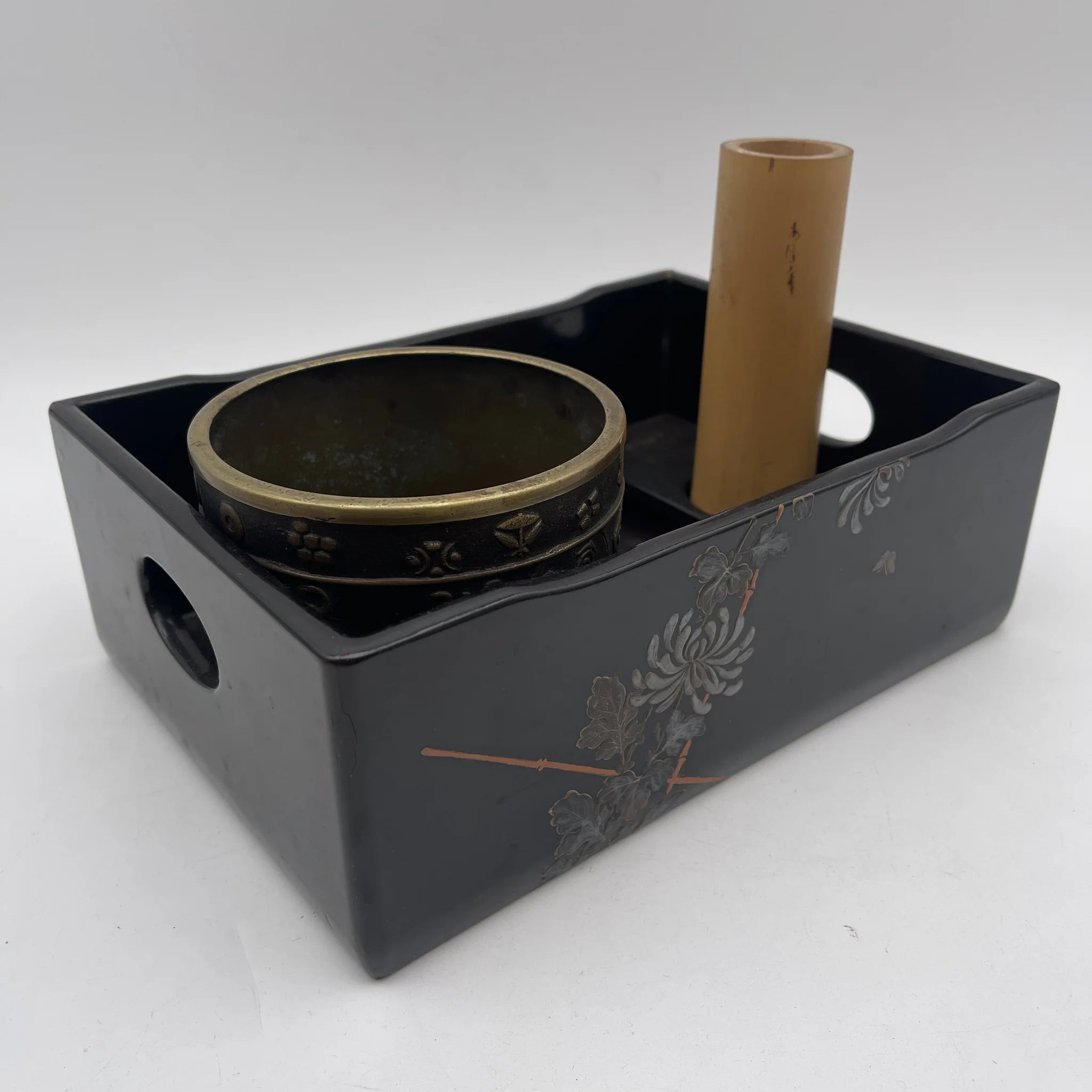 骨董品】 煙草盆セット (火入れ・灰吹き・盆) / 明治-昭和初期 (推定