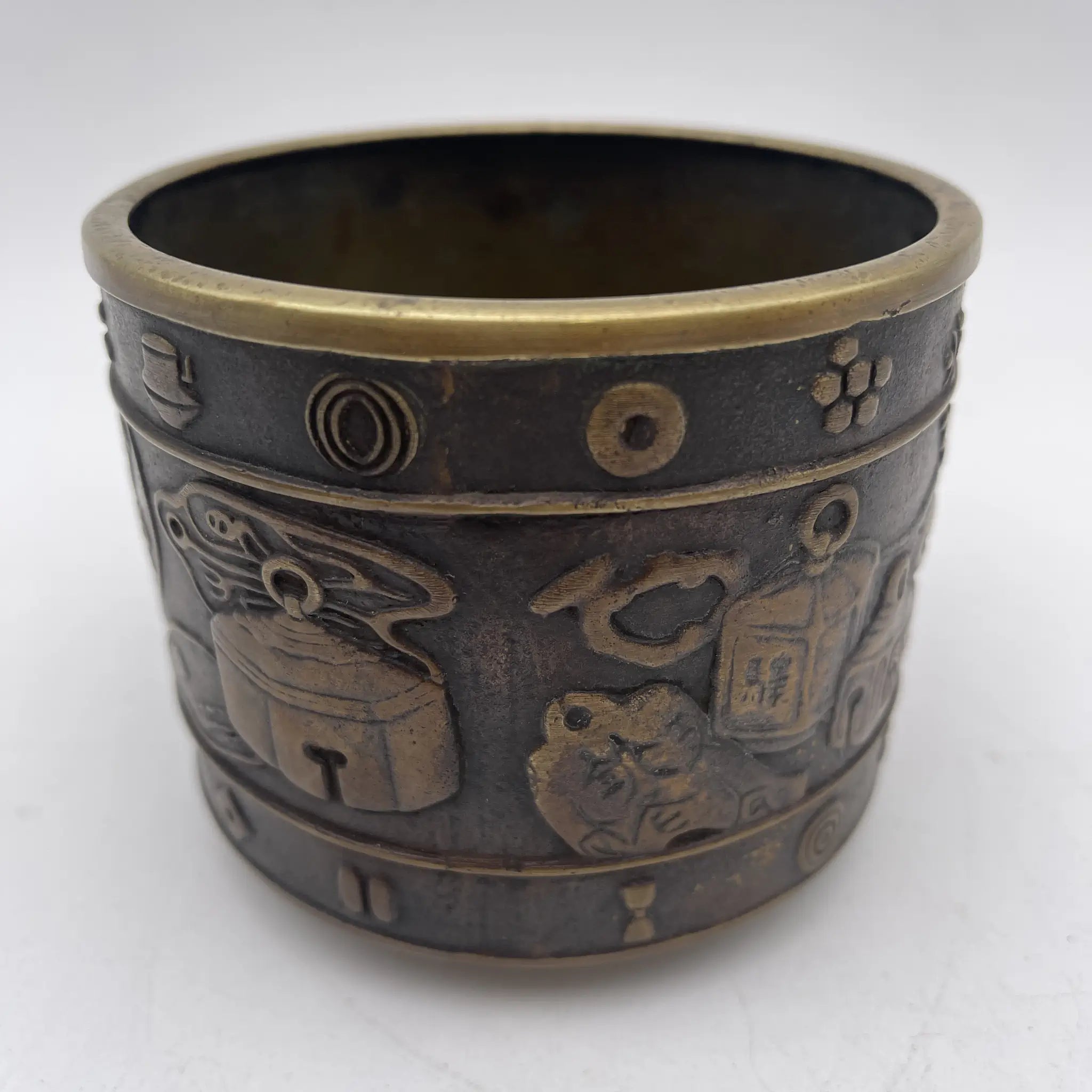 骨董品】 煙草盆セット (火入れ・灰吹き・盆) / 明治-昭和初期 (推定