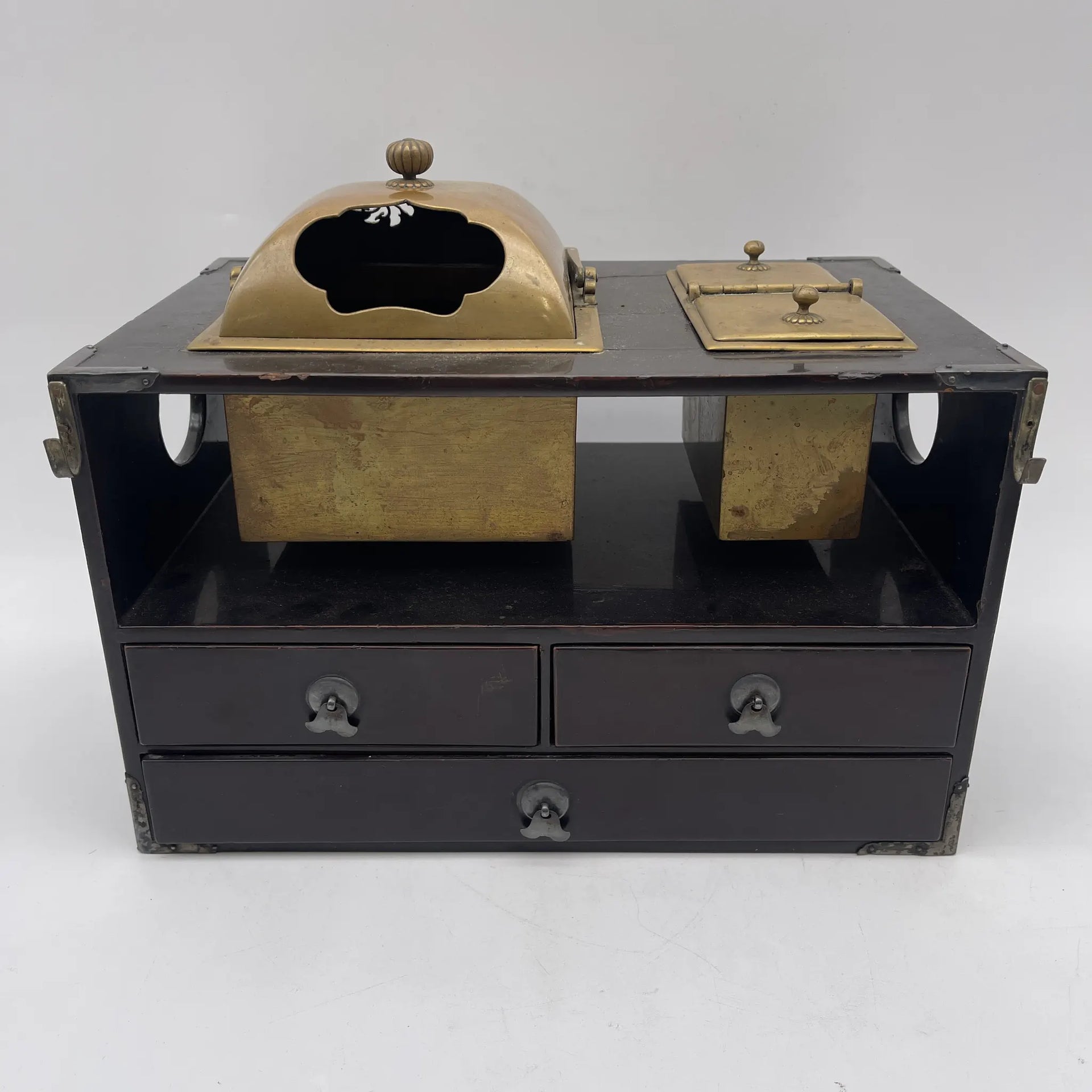 骨董品】 煙草盆 (小箪笥型) / 明治-大正 (推定) / 漆器 / 日本