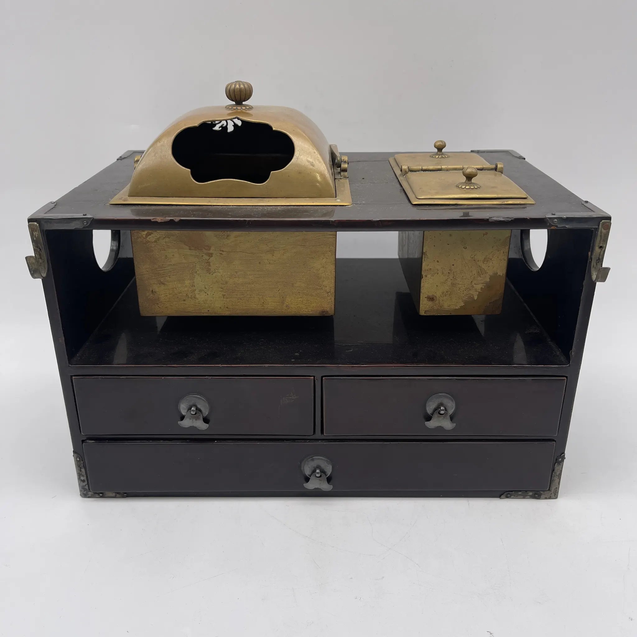 【骨董品】 煙草盆 (小箪笥型) / 明治-大正 (推定) / 漆器 / 日本