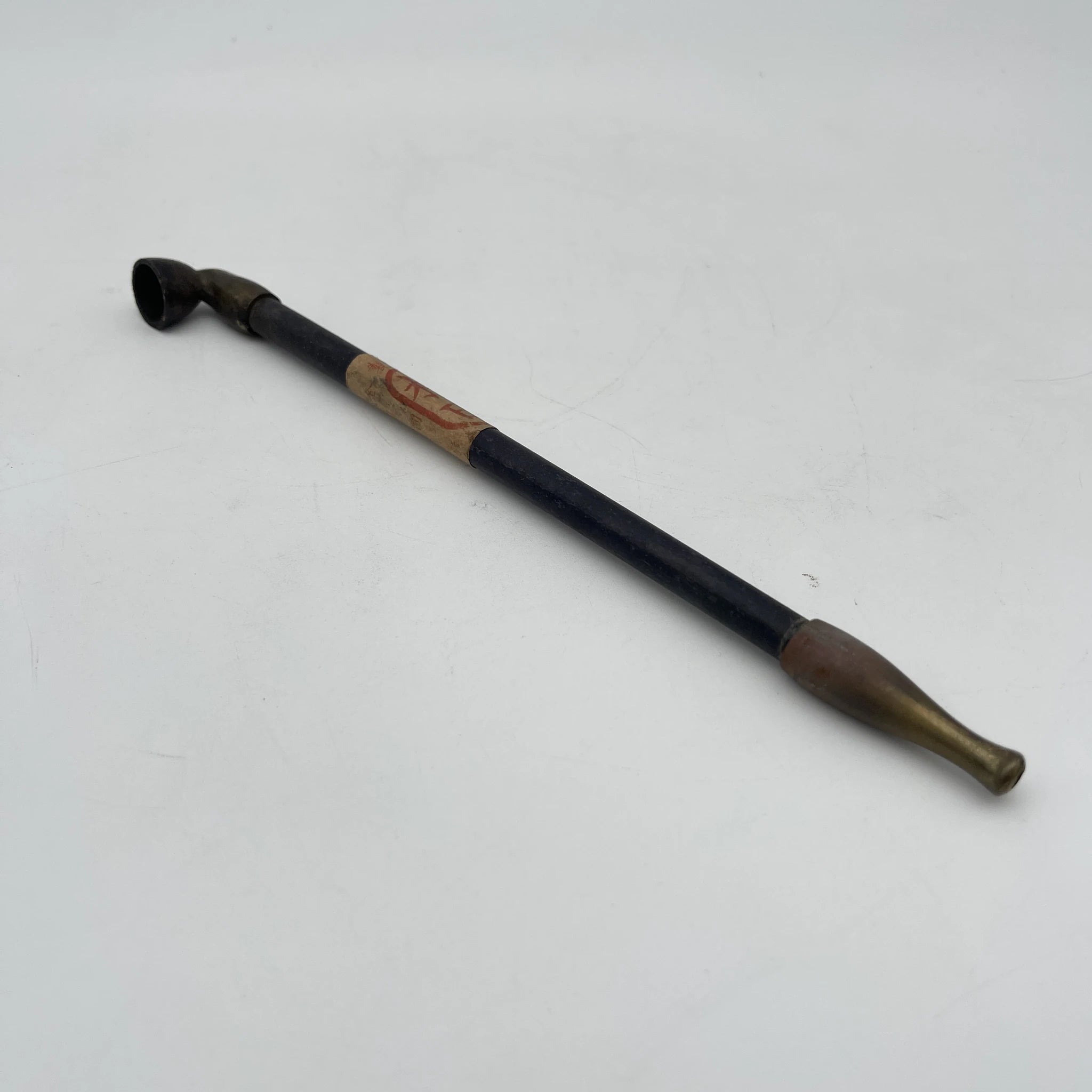 【骨董品】 煙管 (キセル) / 村田 / 明治-昭和初期 (推定) / 真鍮 / 日本 / 羅宇煙管, ラベル付