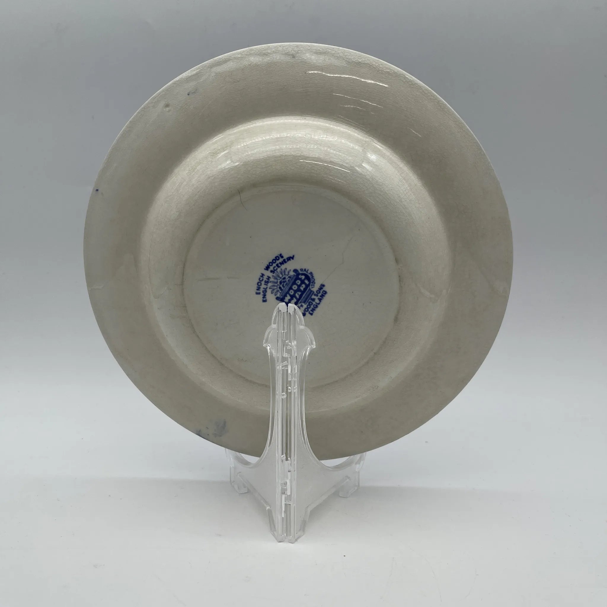 [Vintage] Dinner plate (main plate) / Wood & Sons / English Scenery / 1940-1960s (estimated) / Ironstone / England / Blue & White, Copperplate transfer, British countryside scene