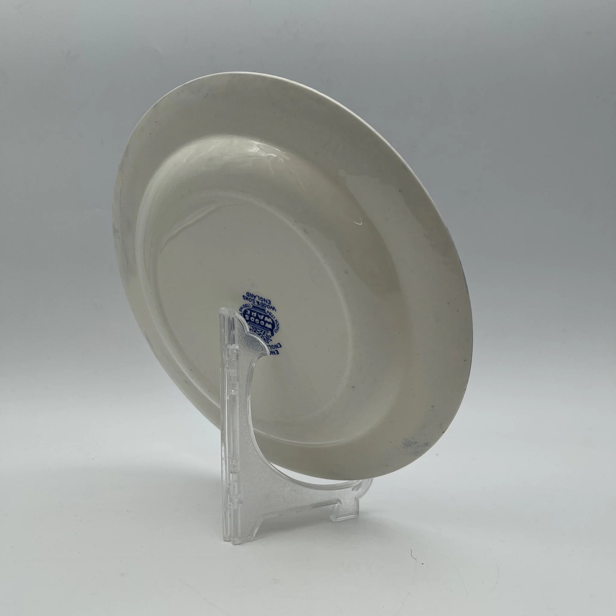 [Vintage] Dinner plate (main plate) / Wood & Sons / English Scenery / 1940-1960s (estimated) / Ironstone / England / Blue & White, Copperplate transfer, British countryside scene