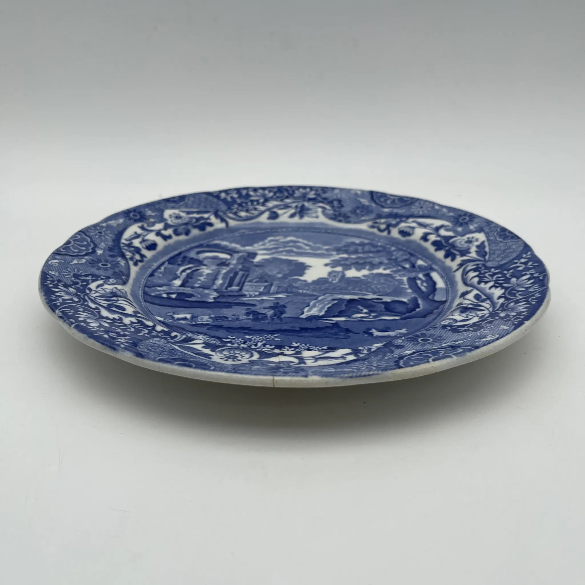 【アンティーク】 ディナープレート (メイン皿) / Spode (スポード) / Blue Italian / 1890-1920年代 / 陶器 / イギリス / ブルー＆ホワイト, 銅版転写, 古代ローマ遺跡