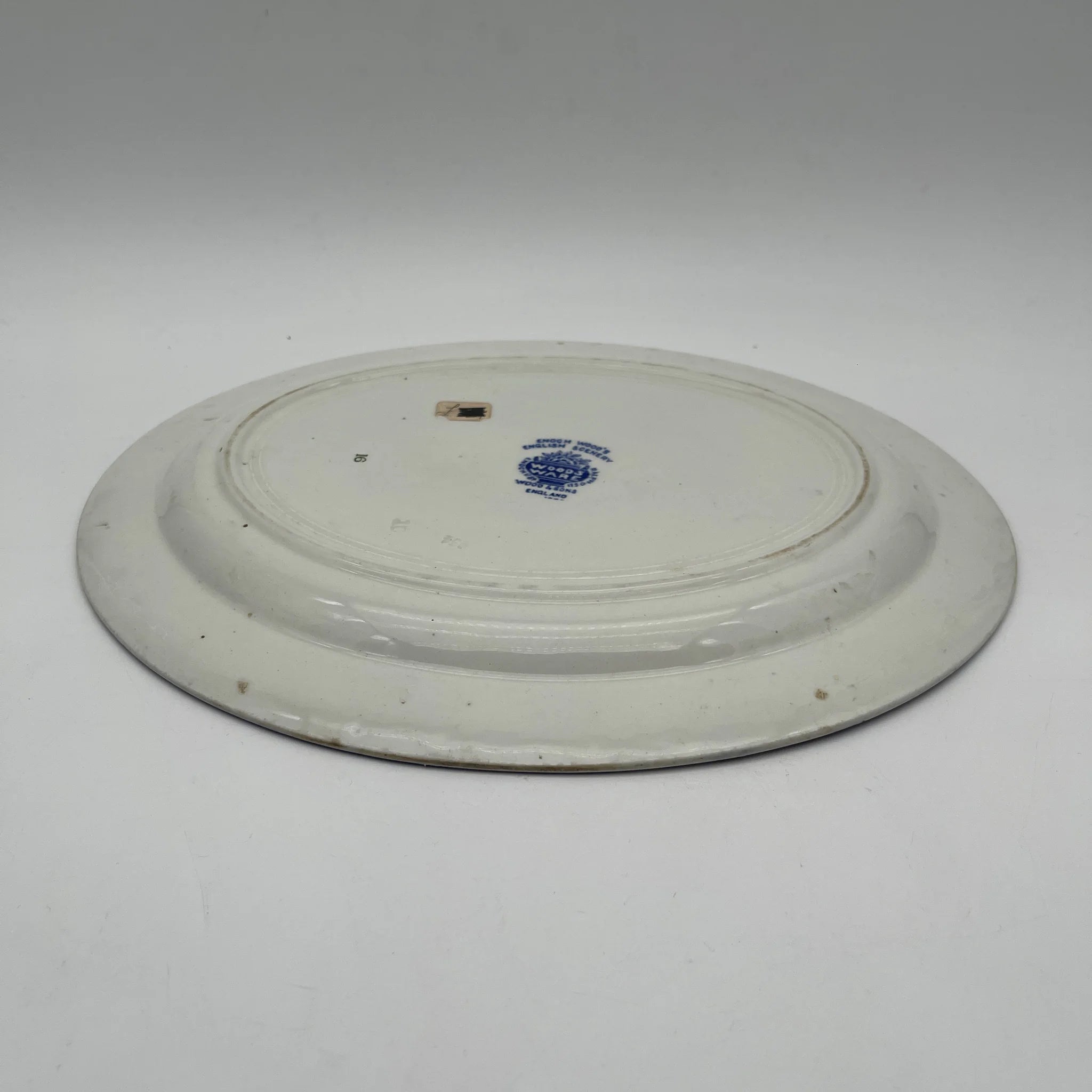 [Vintage] Oval serving plate (platter) / Wood & Sons / English Scenery / 1940-1960s (estimated) / Ironstone / England / Blue & White, Copperplate transfer, British countryside scene
