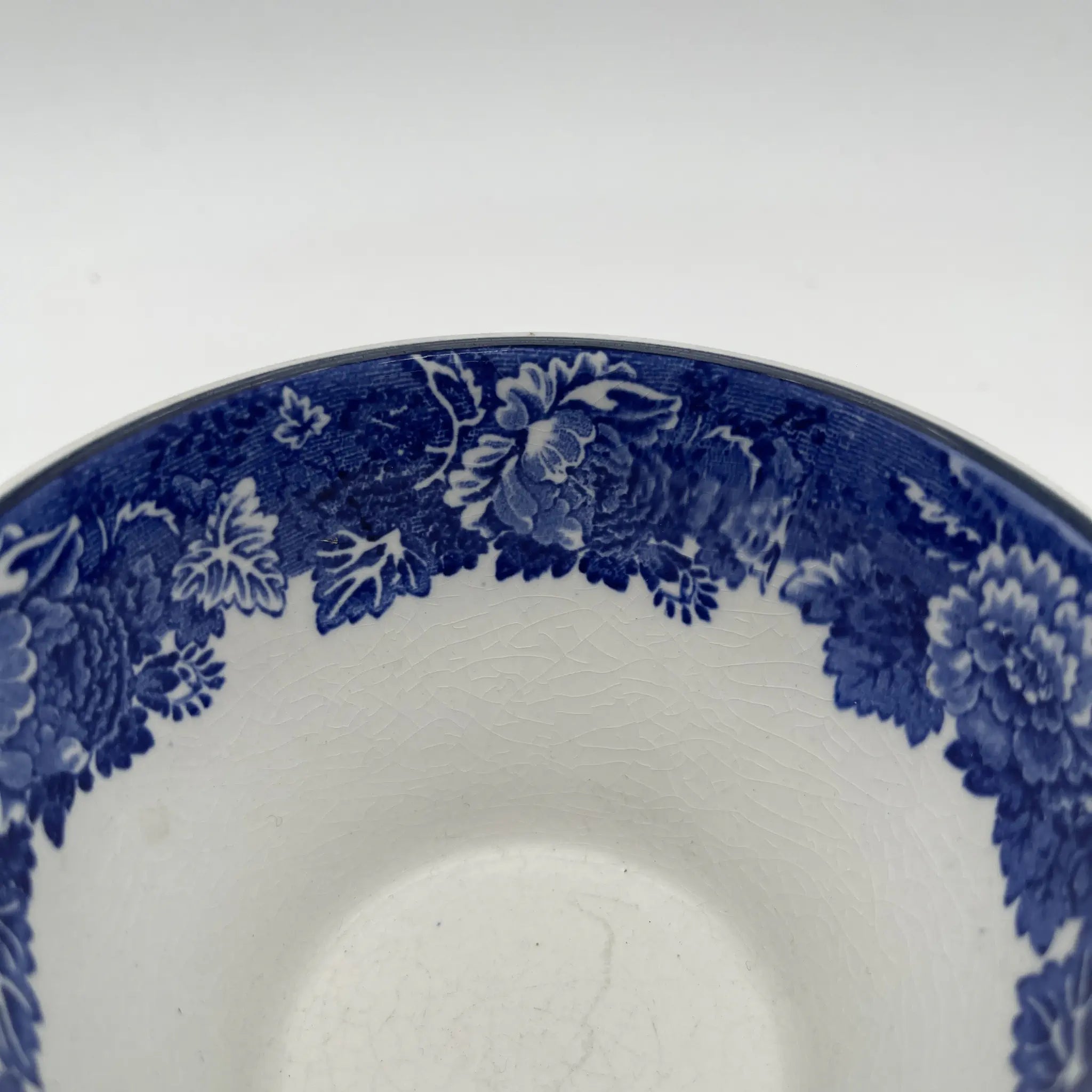 [Vintage] Cup & Saucer / Wood & Sons / English Scenery / 1940-1960s (estimated) / Ironstone / England / Blue & White, Copperplate transfer, British countryside scene