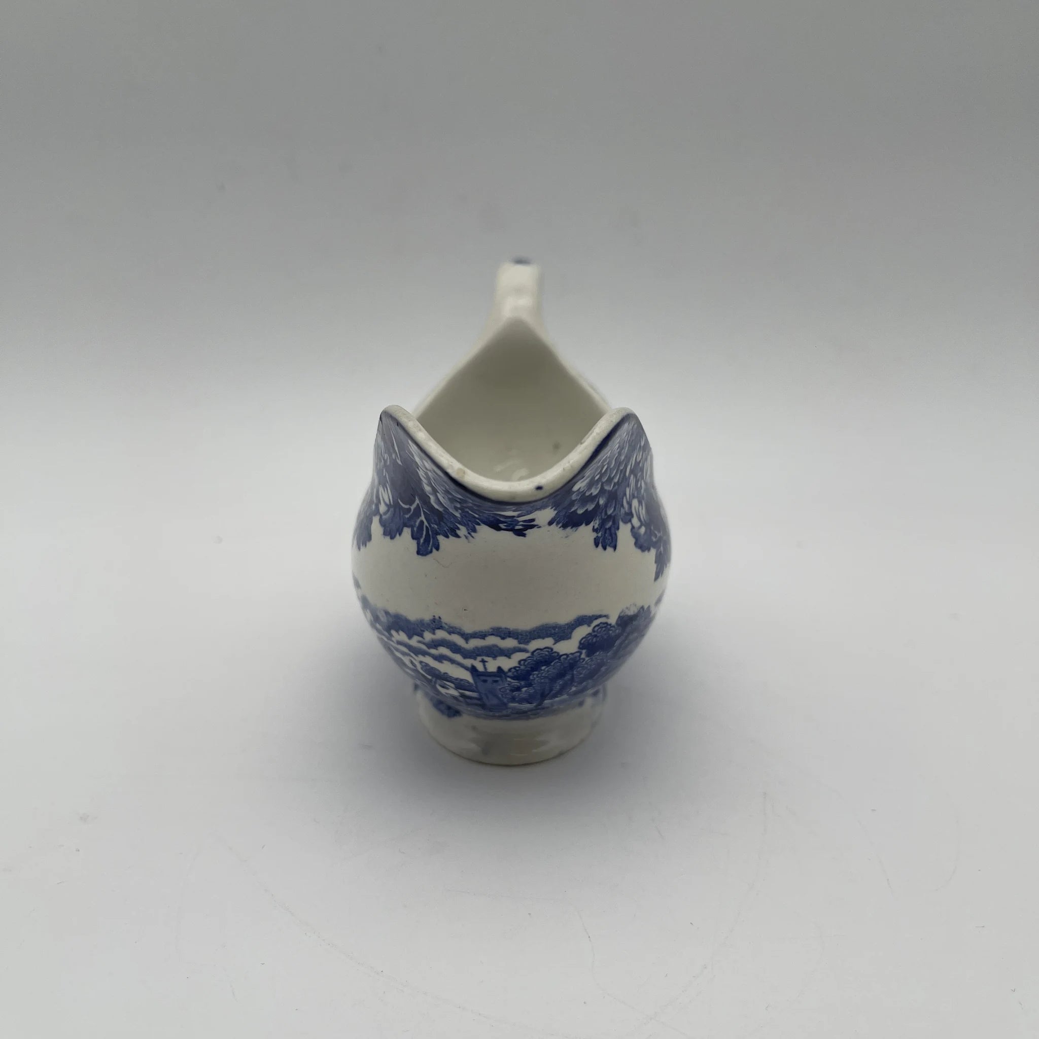 [Vintage] Gravy Boat (Saucière/Sauce Boat) / Wood & Sons / English Scenery / 1940-1960s (estimated) / Ironstone / England / Blue & White, Copperplate transfer, British countryside scene