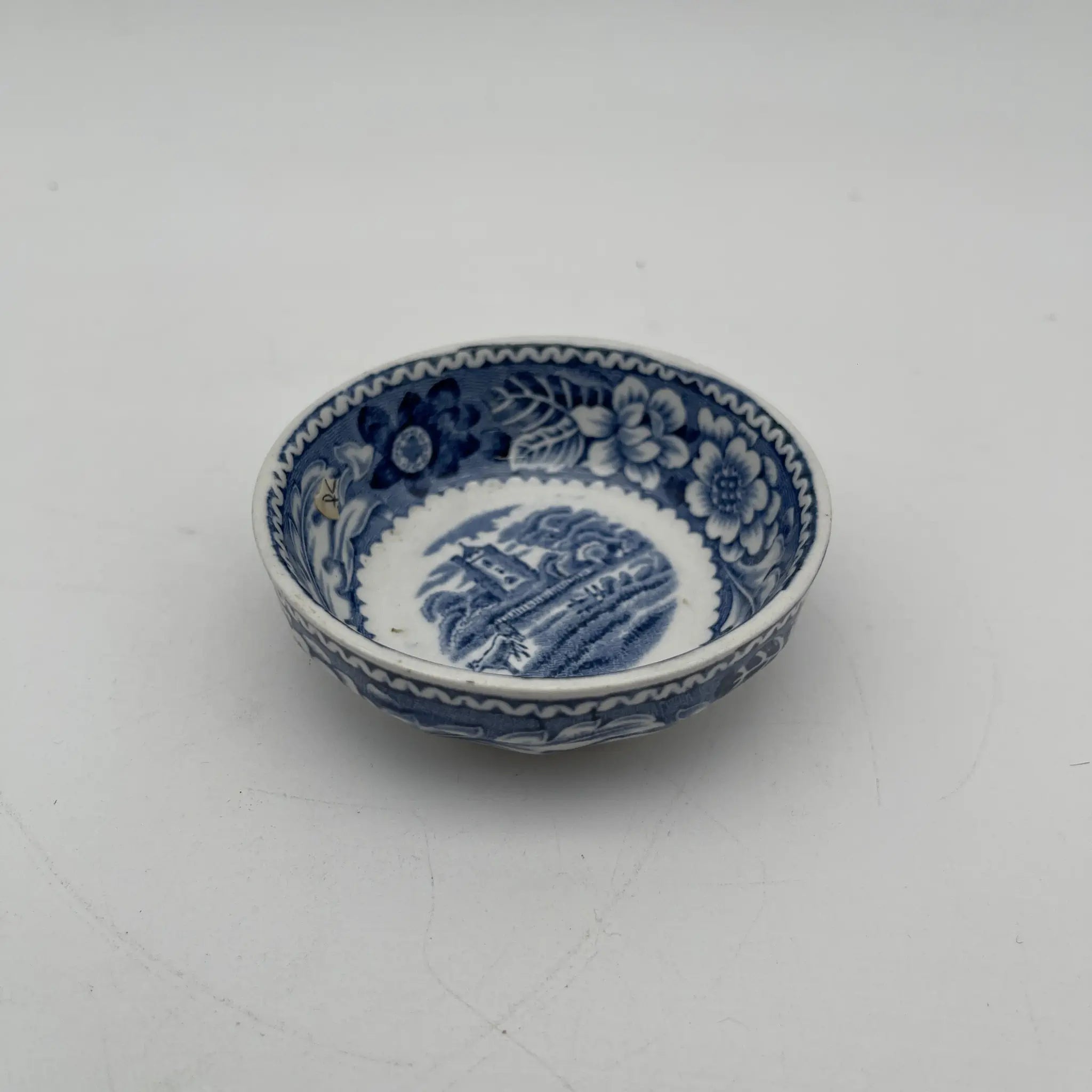 [Vintage] Fruit bowl (small bowl) / Wood & Sons / Woodland / 1950-1970s (estimated) / Ironstone / England / Blue & White, Copperplate transfer, British countryside scene