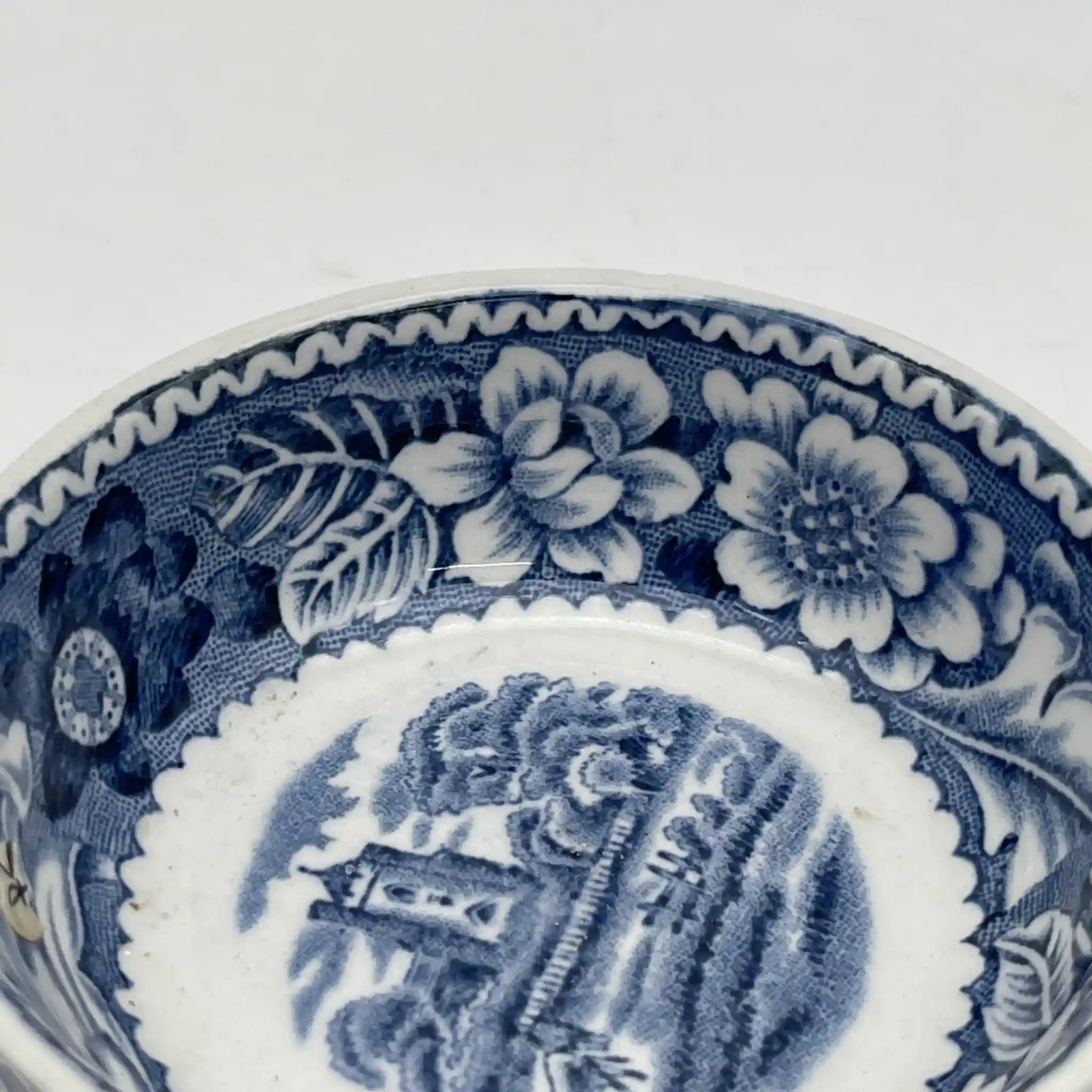 [Vintage] Fruit bowl (small bowl) / Wood & Sons / Woodland / 1950-1970s (estimated) / Ironstone / England / Blue & White, Copperplate transfer, British countryside scene