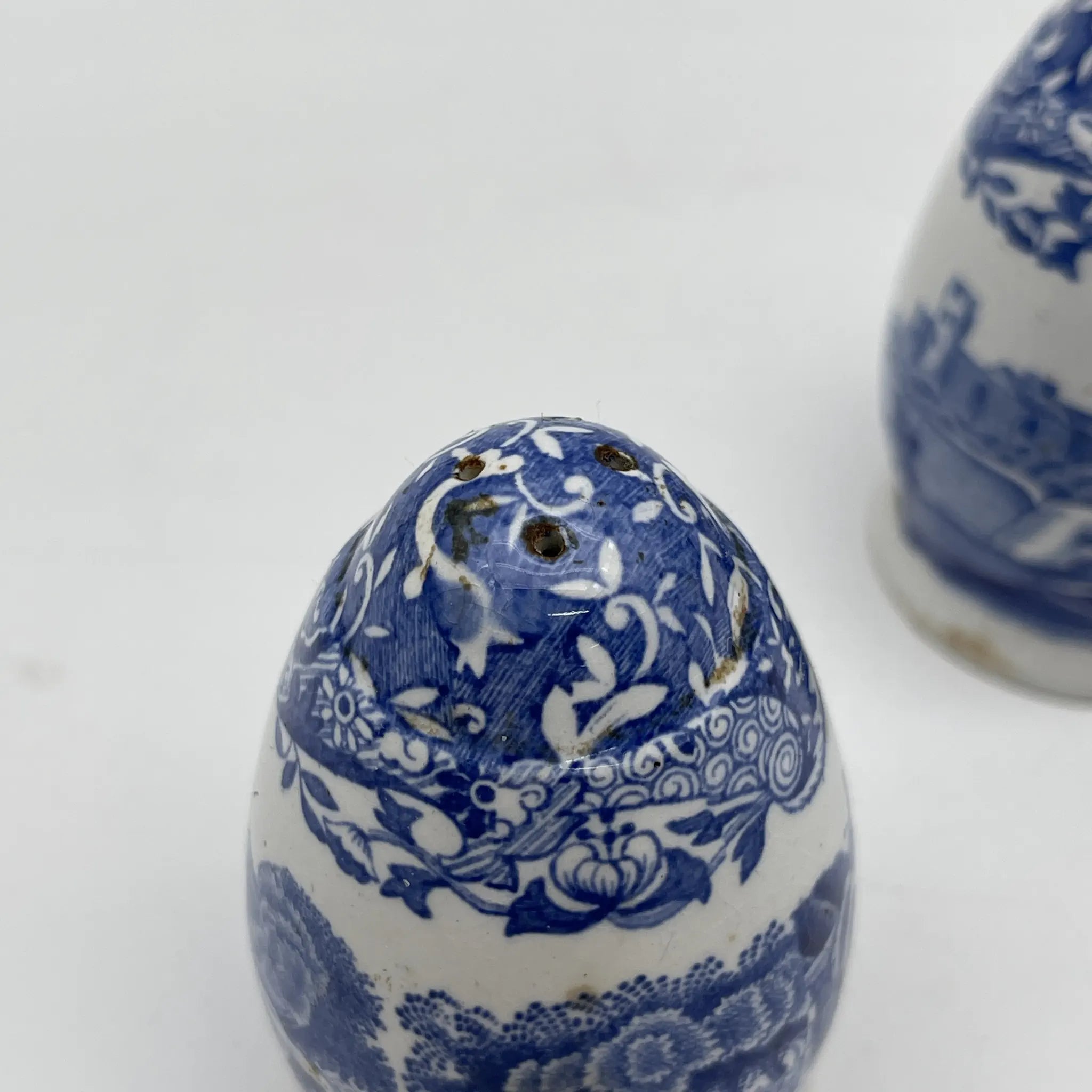 [Vintage] Salt & Pepper Shaker / Spode / Blue Italian / 1970-1990s (estimated) / Pottery / England / Blue & White, Copperplate transfer, Ancient Roman ruins
