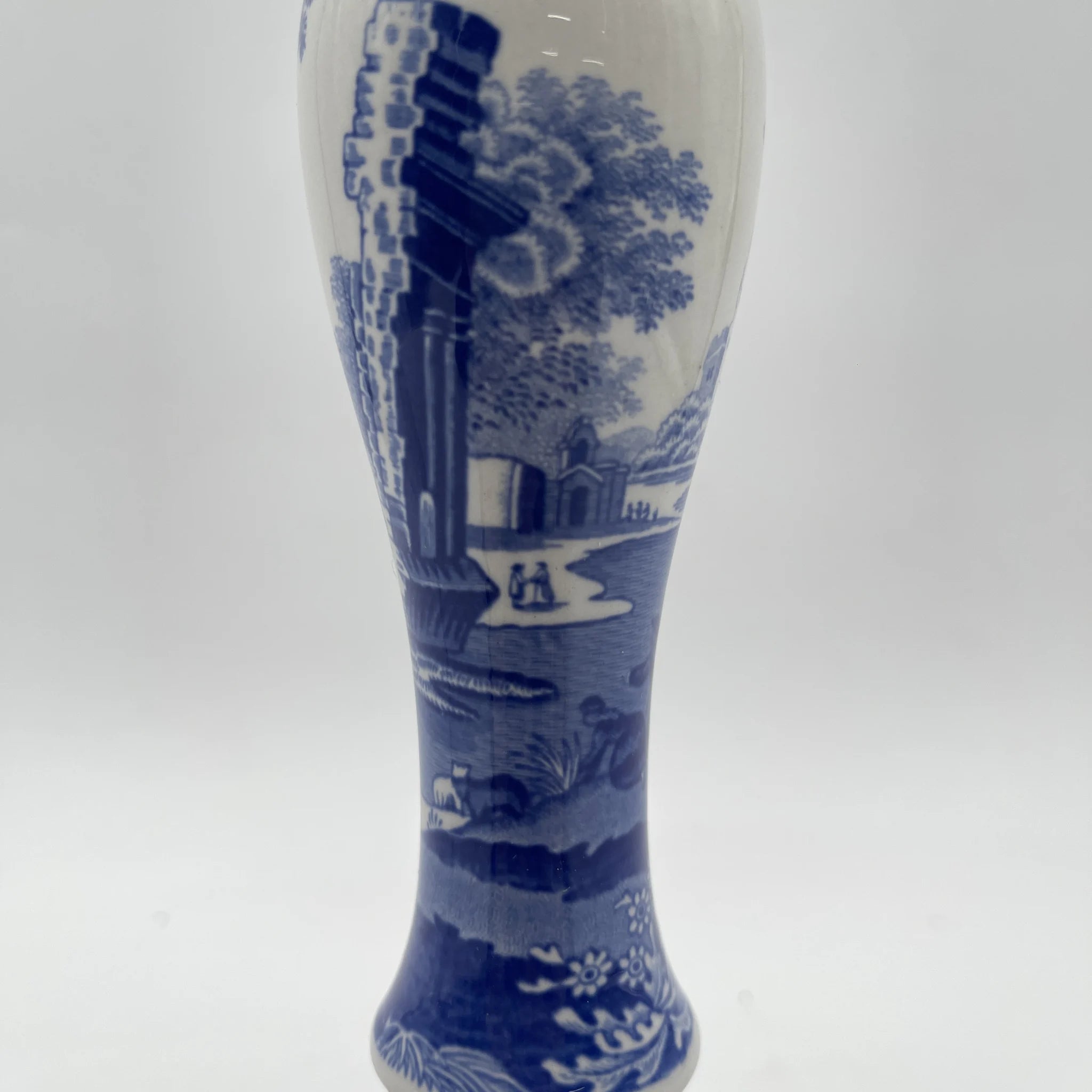 [Vintage] Candle stand / Spode / Blue Italian / 1990-2000s / Pottery / England / Blue & White, Copperplate transfer, Ancient Roman ruins