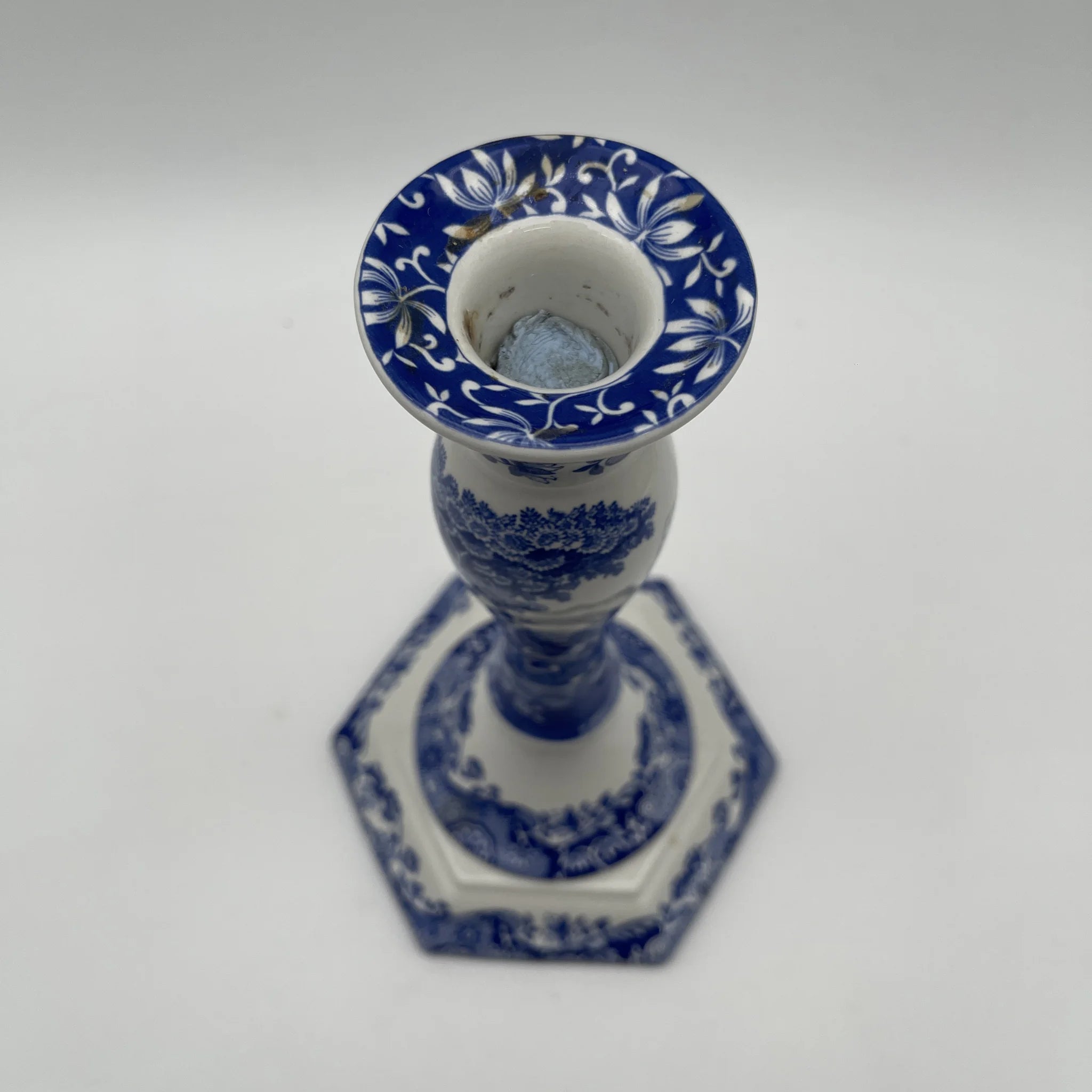 [Vintage] Candle stand / Spode / Blue Italian / 1990-2000s / Pottery / England / Blue & White, Copperplate transfer, Ancient Roman ruins
