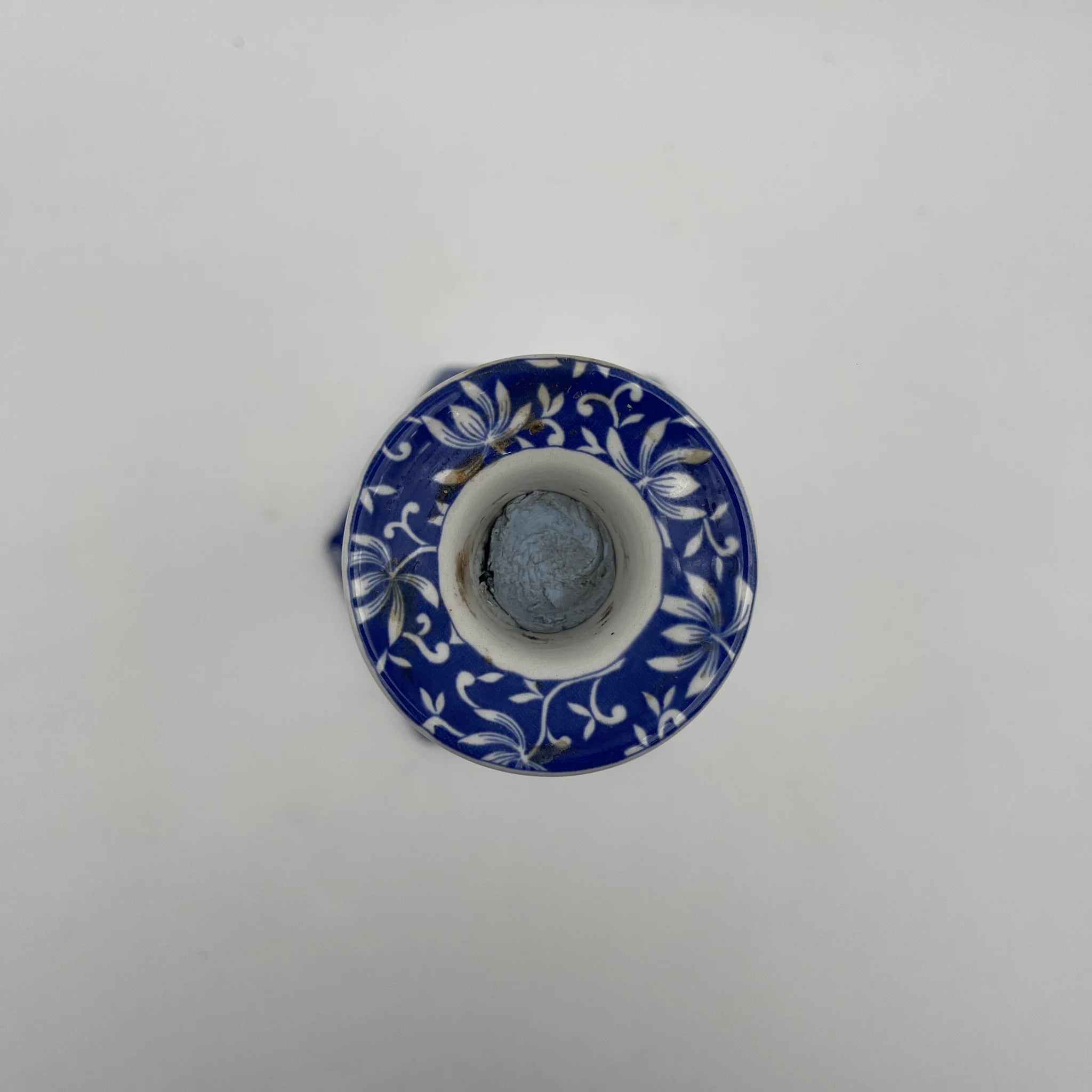[Vintage] Candle stand / Spode / Blue Italian / 1990-2000s / Pottery / England / Blue & White, Copperplate transfer, Ancient Roman ruins