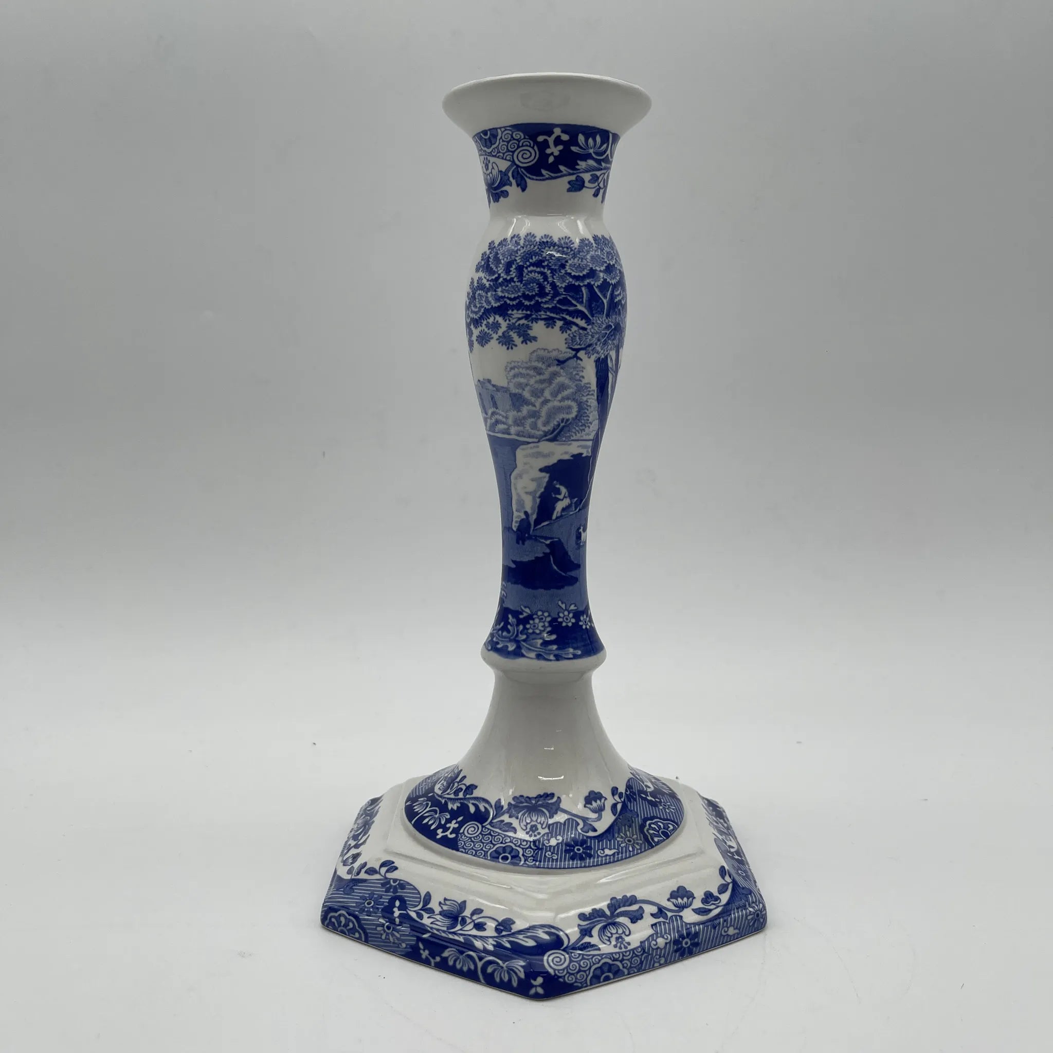 [Vintage] Candle stand / Spode / Blue Italian / 1990-2000s / Pottery / England / Blue & White, Copperplate transfer, Ancient Roman ruins