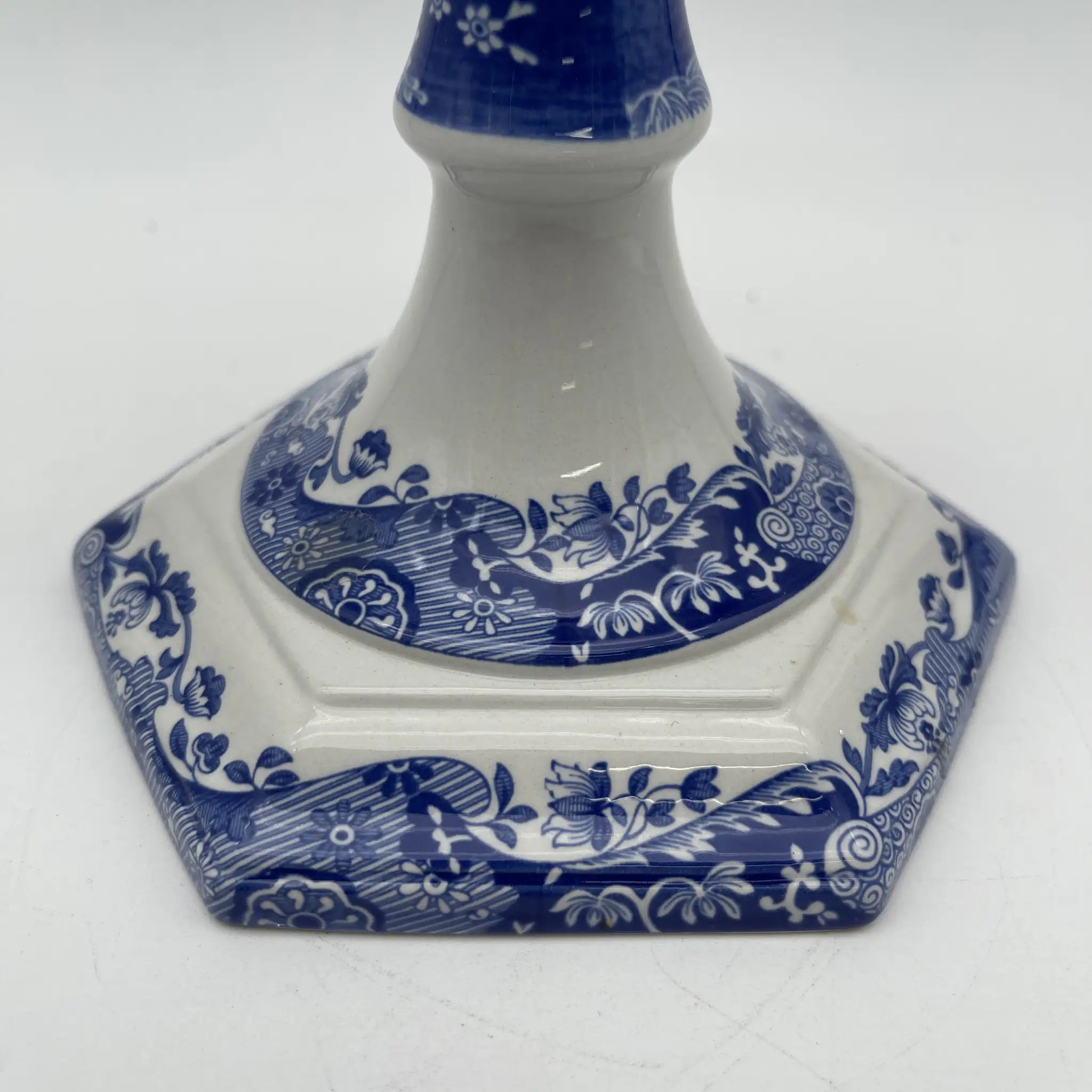 [Vintage] Candle stand / Spode / Blue Italian / 1990-2000s / Pottery / England / Blue & White, Copperplate transfer, Ancient Roman ruins