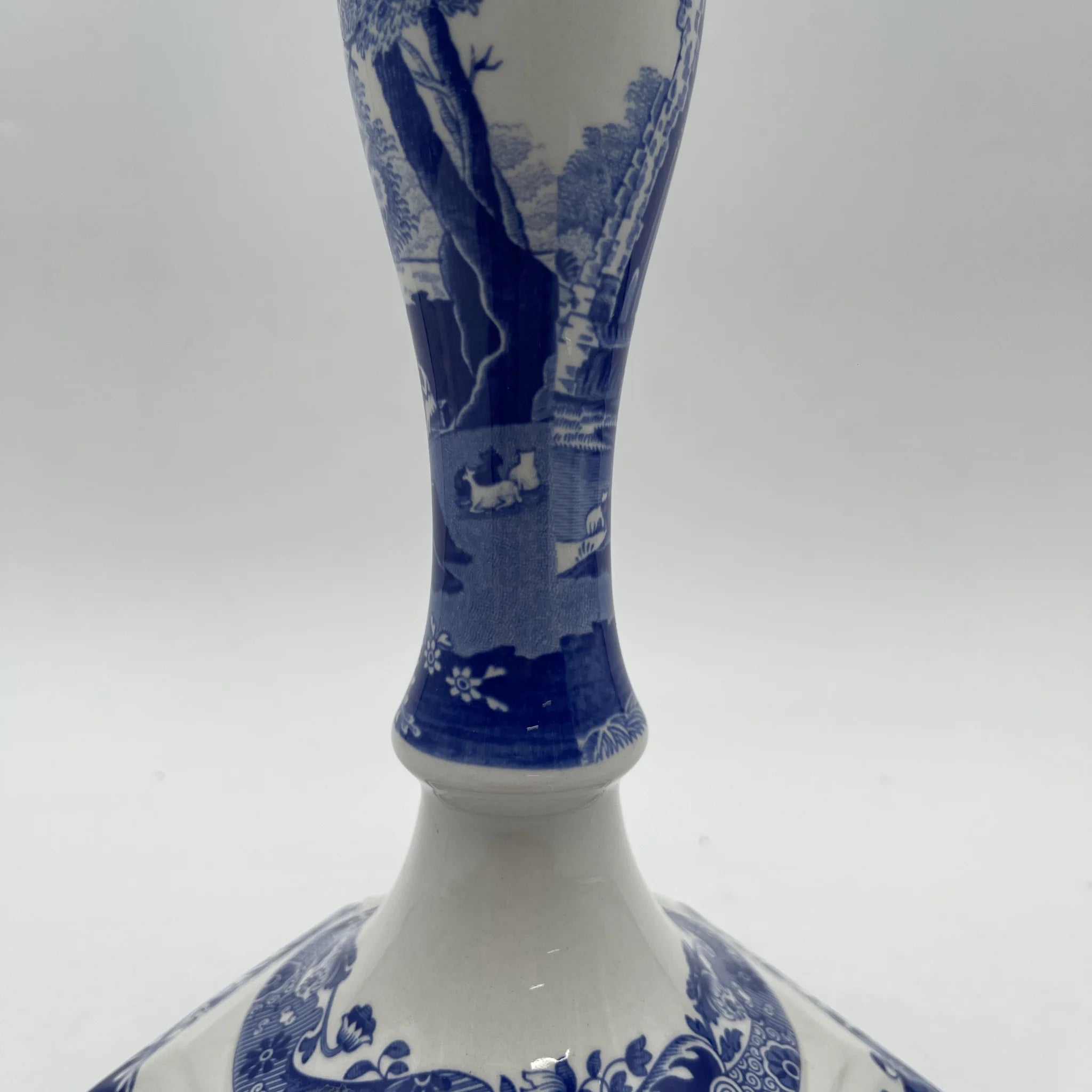 [Vintage] Candle stand / Spode / Blue Italian / 1990-2000s / Pottery / England / Blue & White, Copperplate transfer, Ancient Roman ruins
