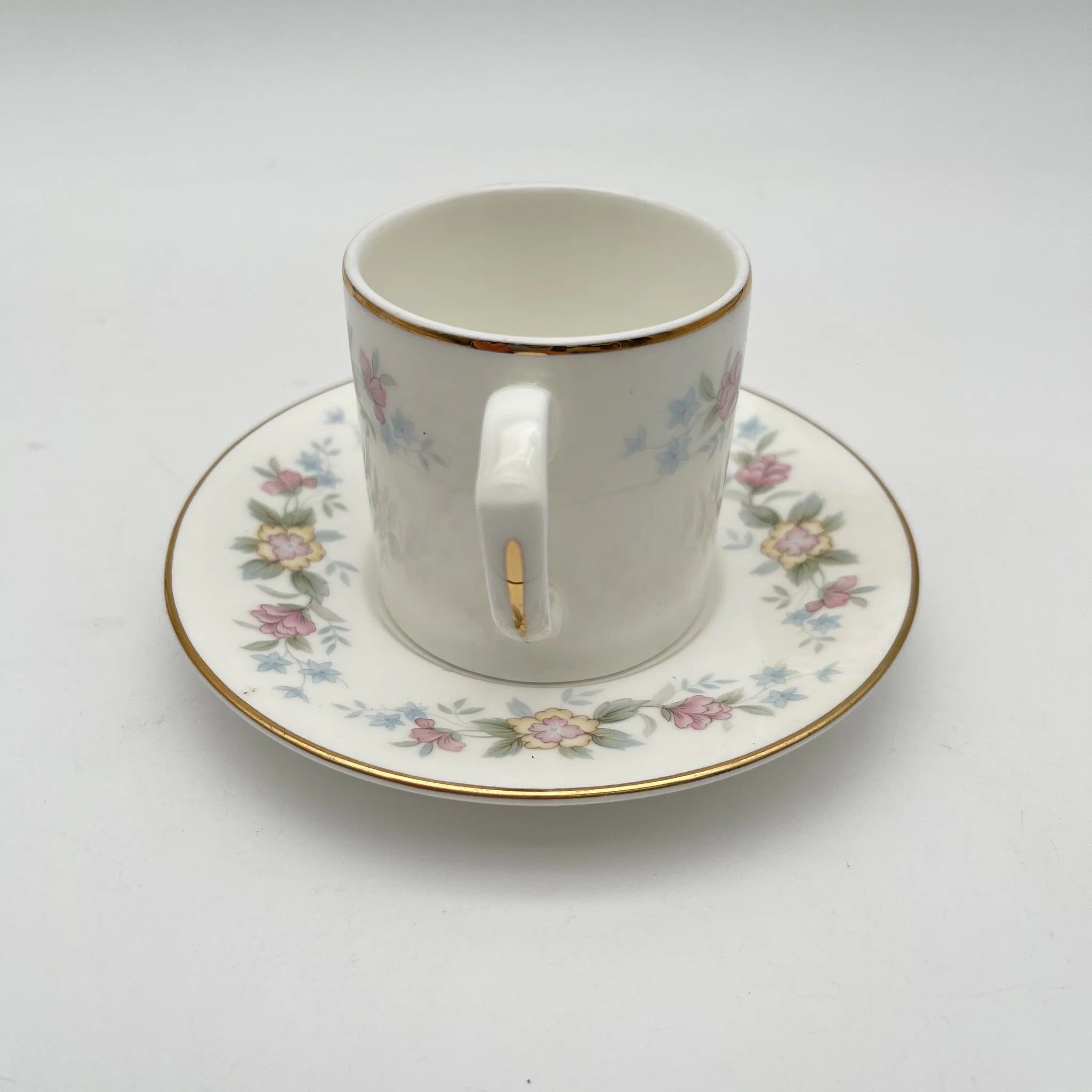 【复古】咖啡杯&茶托2p / Mayfair (Mayfair) / 1950-1980年代（推测）/ Fine Bone China /英国/小花花样， 柔和色调，金彩