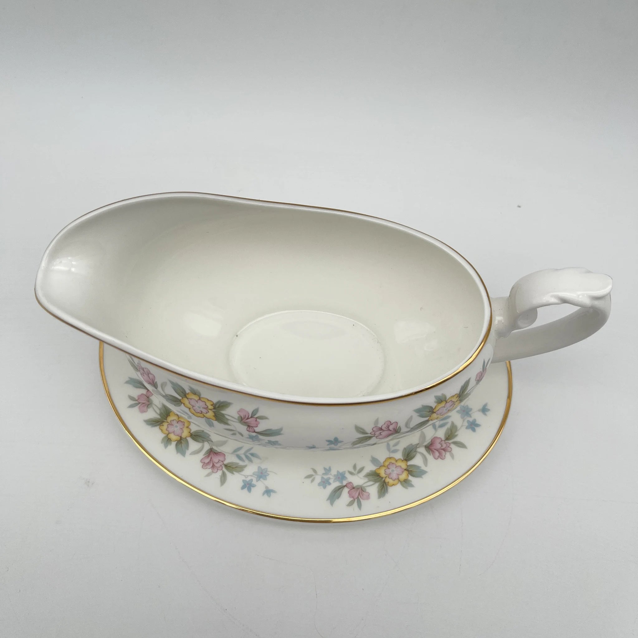 【复古】灰船（索西耶/索西耶船）&索西耶/ Mayfair / 1950-1980年代（推测）/ Fine Bone China /英国 /小花图案，柔和色调，金彩