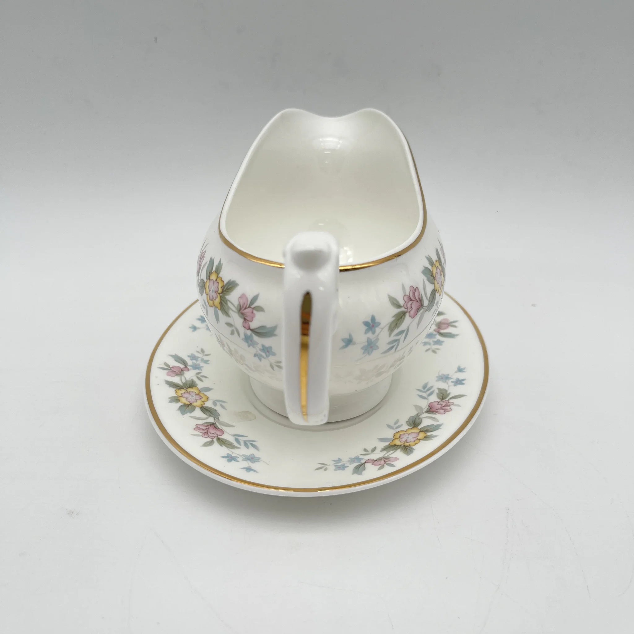 【复古】灰船（索西耶/索西耶船）&索西耶/ Mayfair / 1950-1980年代（推测）/ Fine Bone China /英国 /小花图案，柔和色调，金彩