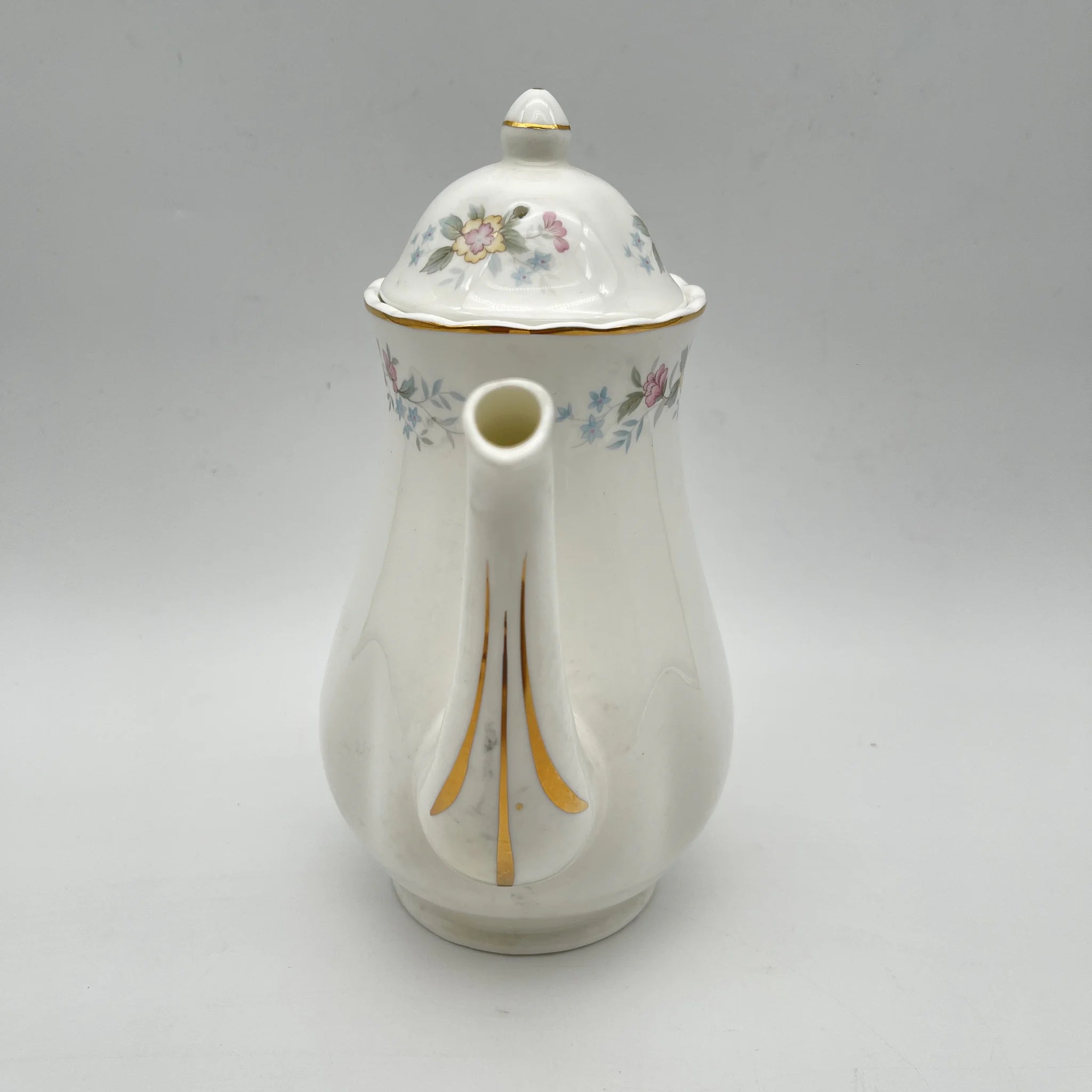 【复古】茶壶/ Mayfair (Mayfair) / 1950-1980年代（推定）/ Fine Bone China /英国/小花图案，柔和色调，金彩