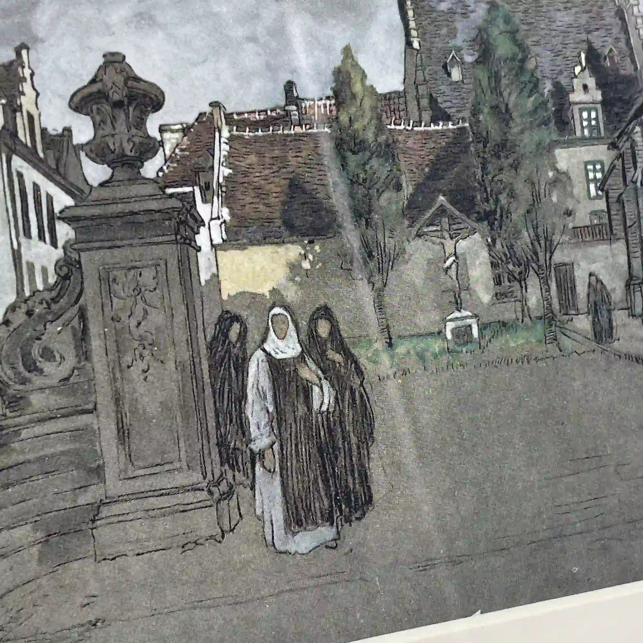 【复古】复制/ w.l. BRUCKMAN /“Louvain / Beguinage”/估计20c初/纸/英国/胶印，爱德华框架