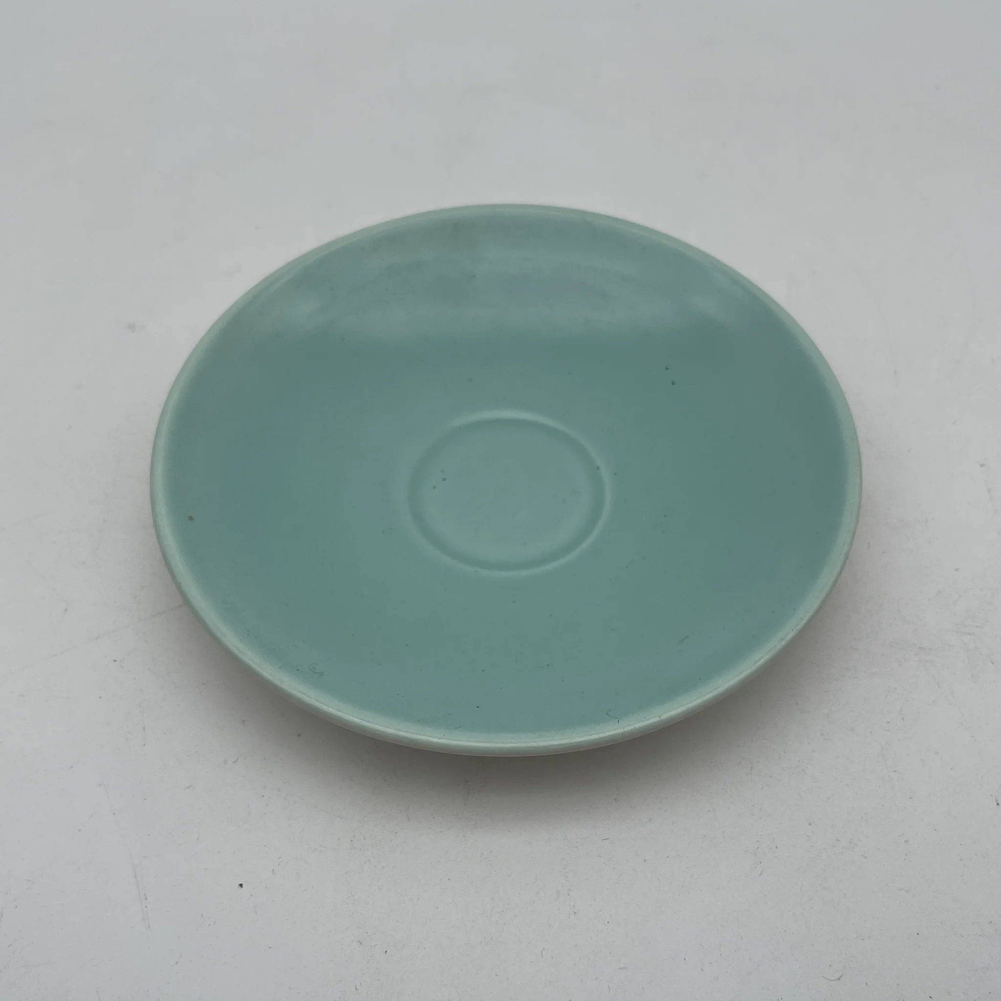 【葡萄酒】茶壶+杯子&碟子3p套装/ Poole Pottery（泳池壶）/ Twintone / Ice Green & Seagull / 1950-1960年代（估计）/陶器/英国/双色，斑点图案，海鸥蛋