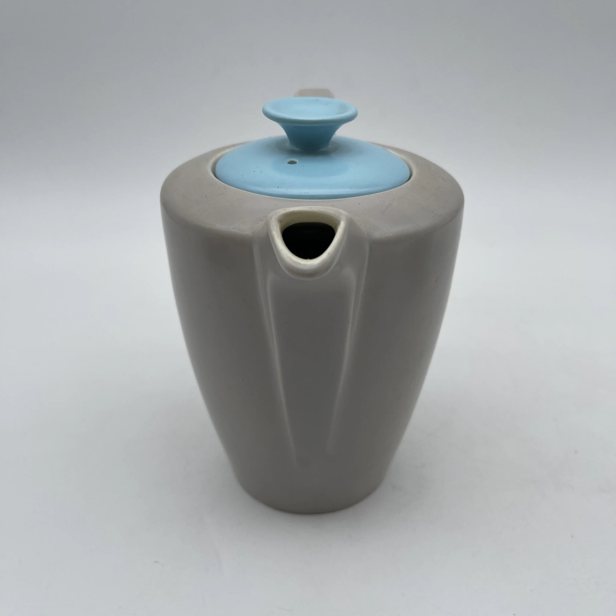 【葡萄酒】茶壶+杯子&碟子3p套装/ Poole Pottery（泳池壶）/ Twintone / Ice Green & Seagull / 1950-1960年代（估计）/陶器/英国/双色，斑点图案，海鸥蛋