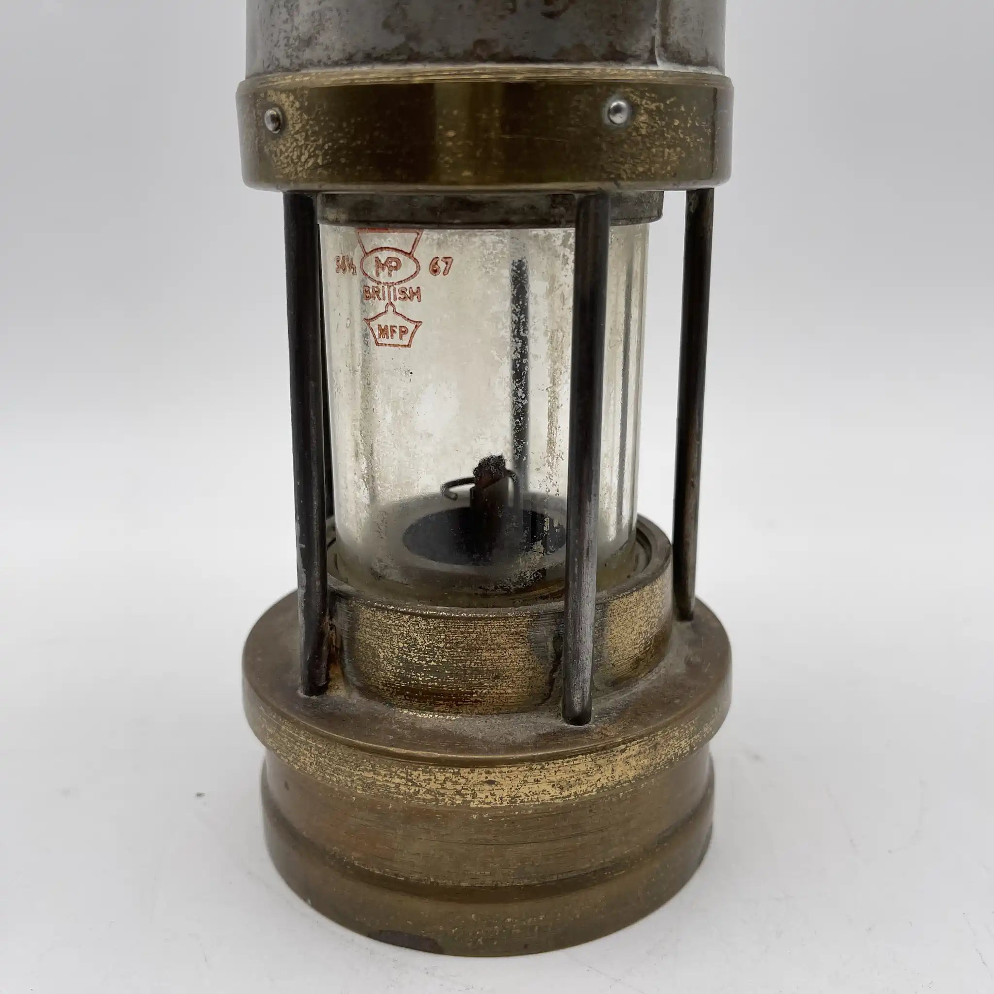 [Antique] Oil lamp (coal mine lamp) / Estimated mid-20C / Steel / England / With hook, safety light