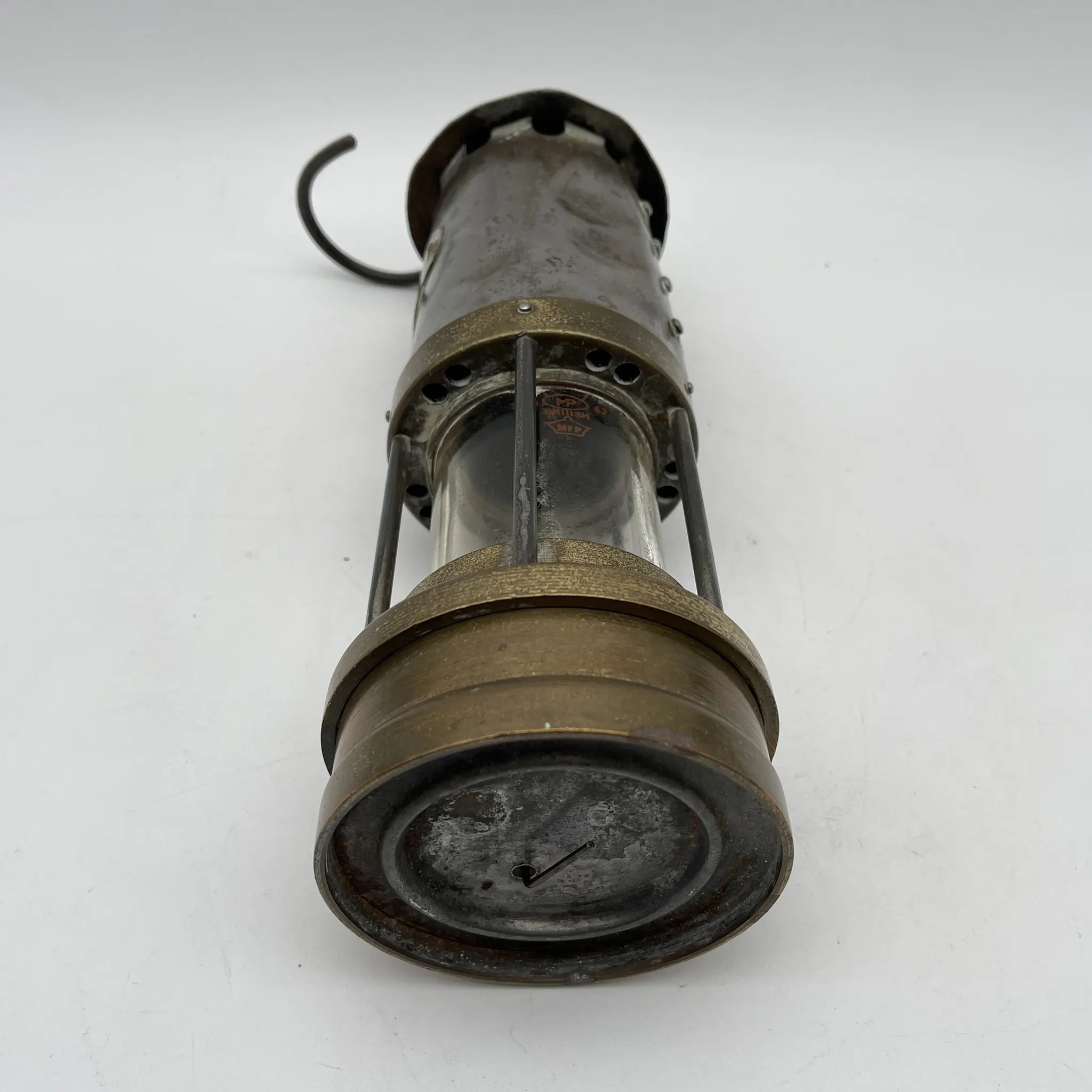 [Antique] Oil lamp (coal mine lamp) / Estimated mid-20C / Steel / England / With hook, safety light