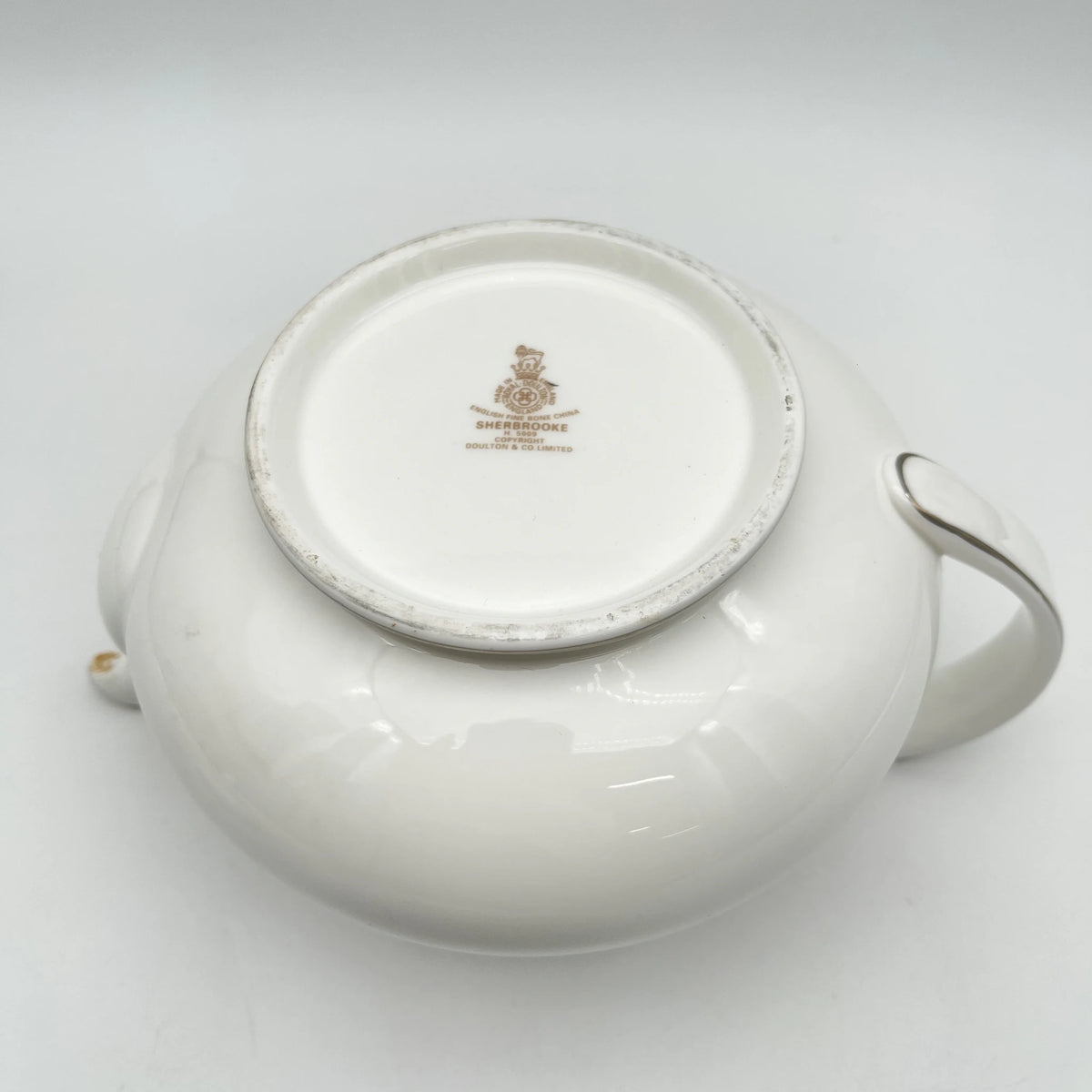 Royal Doulton / Teapot (coffee pod) / Sherbrooke / 1970-1990s / Fine Bone China / England / Silver, acanthus, blue, Western tableware, tea time, coffee pot / [Vintage]