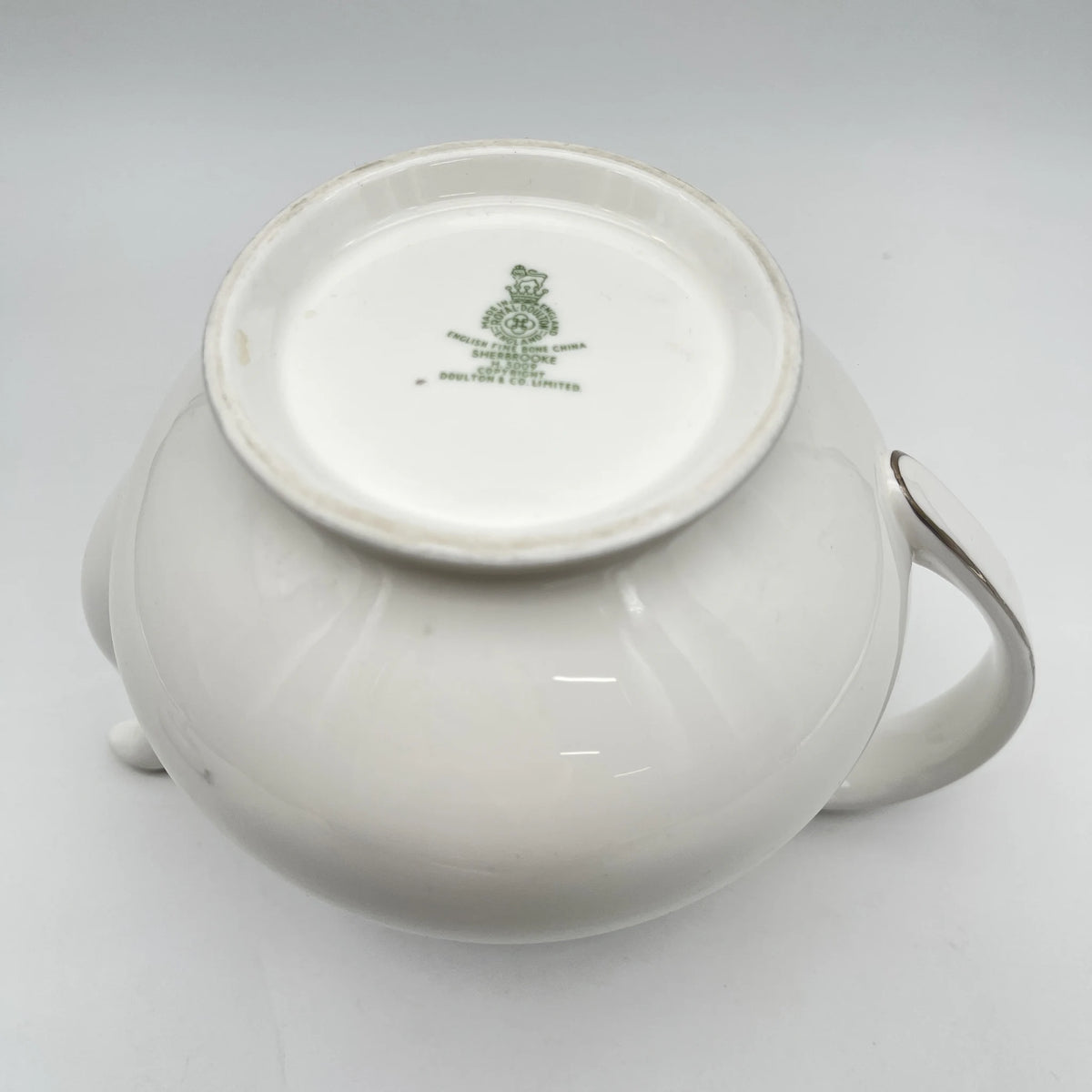 Royal Doulton / Teapot (coffee pod) / Sherbrooke / 1970-1990s / Fine Bone China / England / Silver, acanthus, blue, Western tableware, tea time, coffee pot / [Vintage]