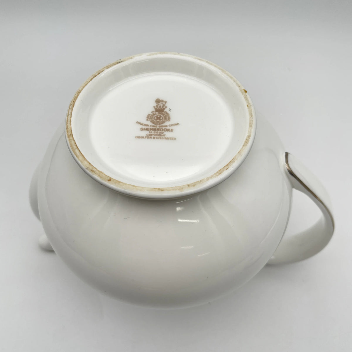 Royal Doulton / Teapot (coffee pod) / Sherbrooke / 1970-1990s / Fine Bone China / England / Silver, acanthus, blue, Western tableware, tea time, coffee pot / [Vintage]