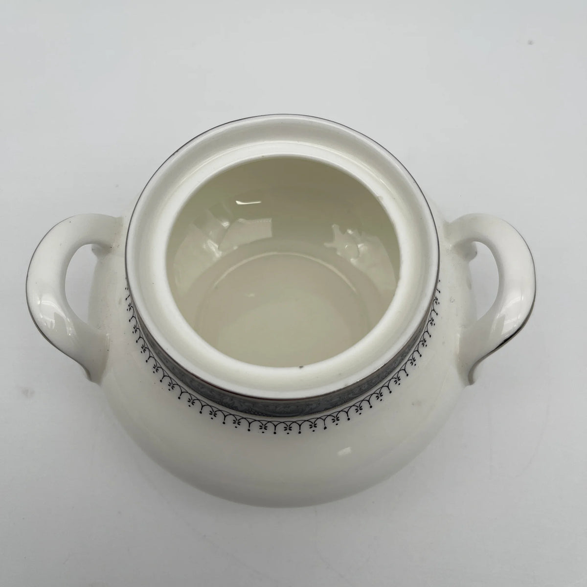 Royal Doulton / Sugar Bowl (Sugar Pot) / Sherbrooke / 1970-1990s / Fine Bone China / England / Silver, Acanthus, Blue, Western Tableware, Tea Time, Coffee Pot / [Vintage]