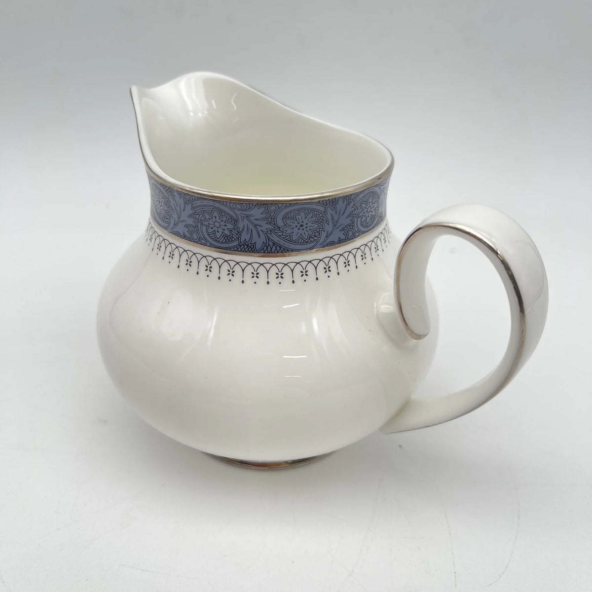 Royal Doulton / Creamer (Milk Pitcher) / Sherbrooke / 1970-1990s / Fine Bone China / England / Silver, Acanthus, Blue, Western Tableware, Tea Time, Jug / [Vintage]
