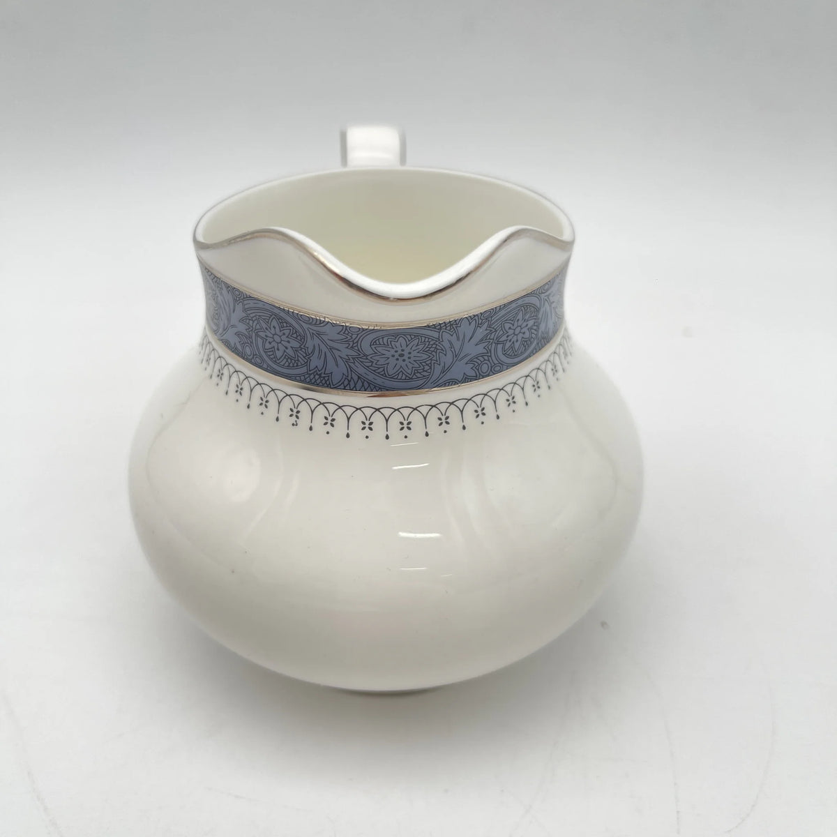 Royal Doulton / Creamer (Milk Pitcher) / Sherbrooke / 1970-1990s / Fine Bone China / England / Silver, Acanthus, Blue, Western Tableware, Tea Time, Jug / [Vintage]
