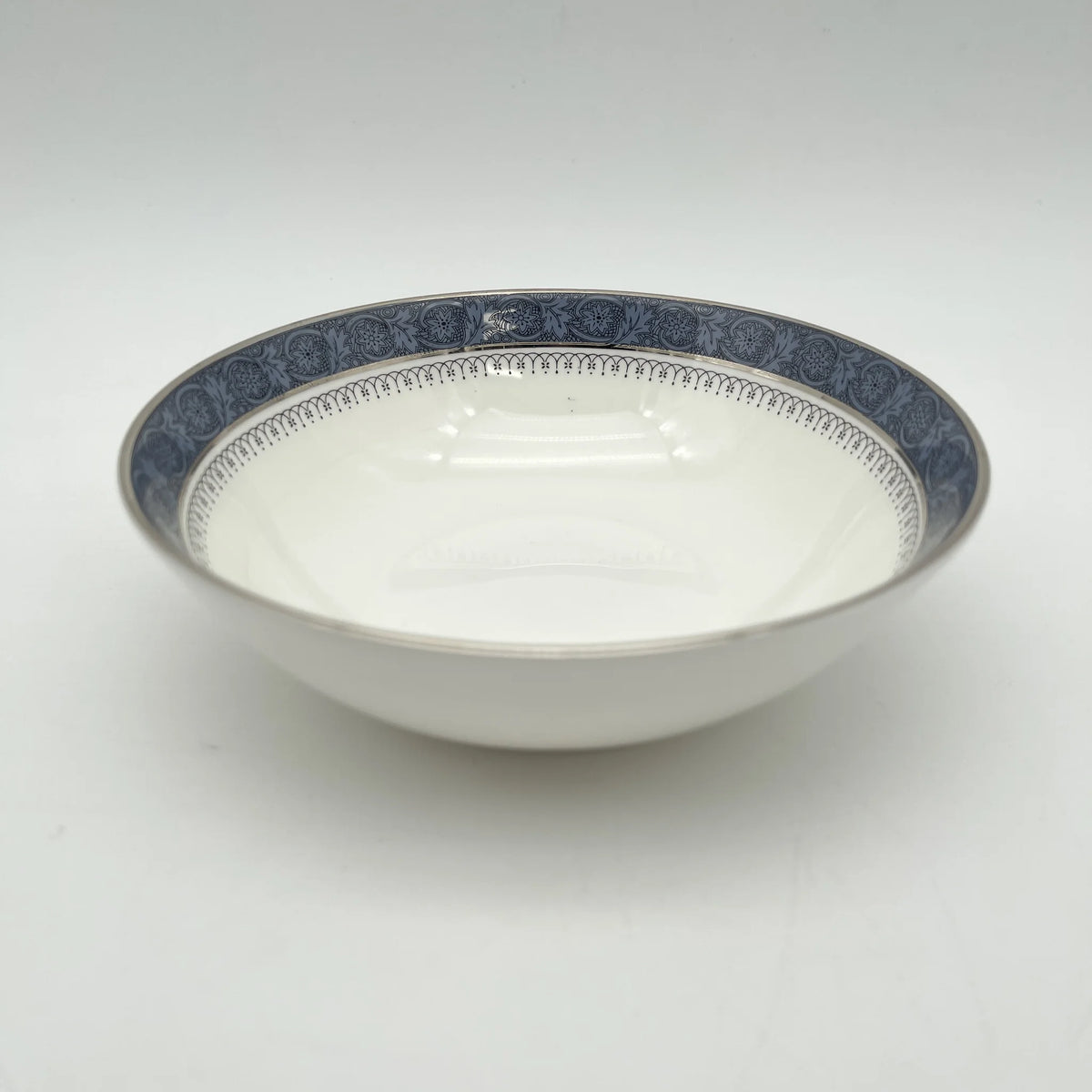 Royal Doulton（皇家道尔顿）/谷物碗（中碗）/ Sherbrooke / 1970-1990年代/ Fine Bone China /英国/银彩， 阿坎萨斯，蓝色，西式餐具，沙拉盘/[复古]