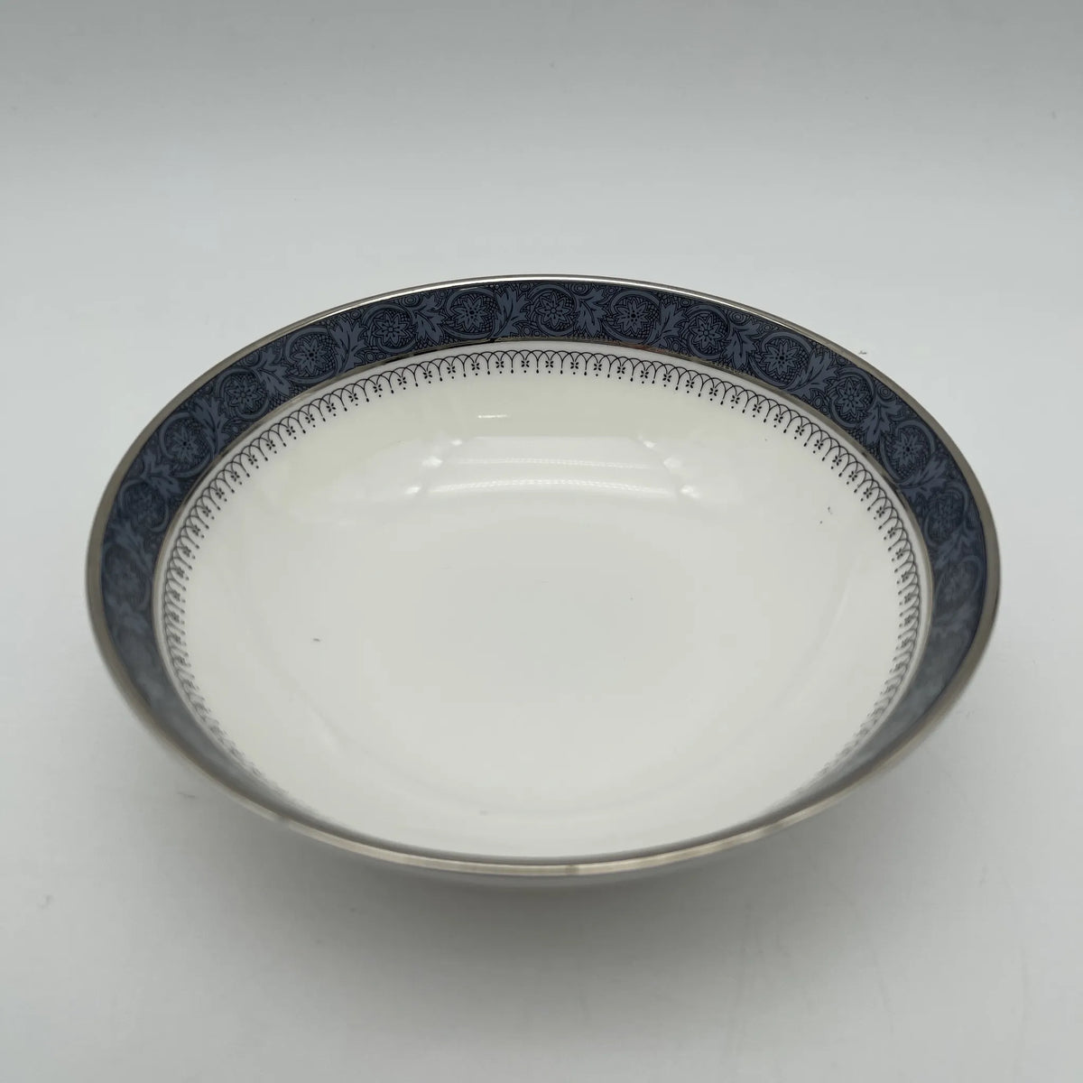 Royal Doulton（皇家道尔顿）/谷物碗（中碗）/ Sherbrooke / 1970-1990年代/ Fine Bone China /英国/银彩， 阿坎萨斯，蓝色，西式餐具，沙拉盘/[复古]