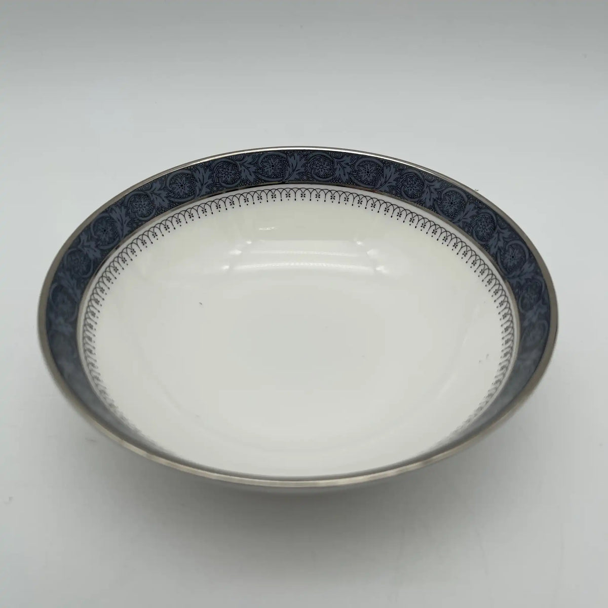 Royal Doulton（皇家道尔顿）/谷物碗（中碗）/ Sherbrooke / 1970-1990年代/ Fine Bone China /英国/银彩， 阿坎萨斯，蓝色，西式餐具，沙拉盘/[复古]