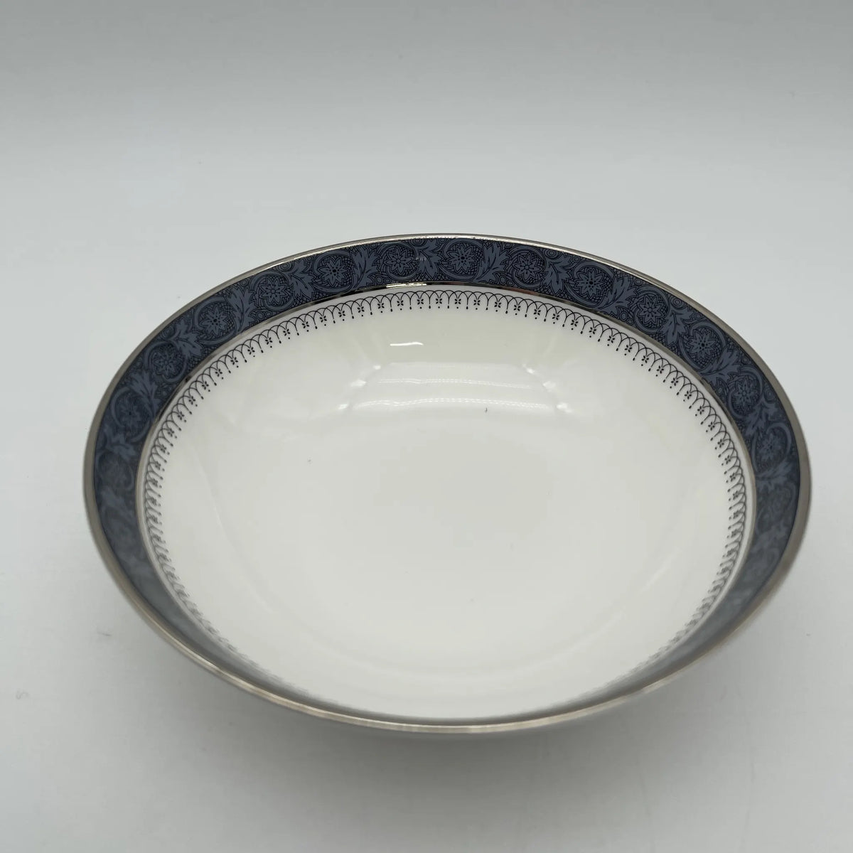 Royal Doulton（皇家道尔顿）/谷物碗（中碗）/ Sherbrooke / 1970-1990年代/ Fine Bone China /英国/银彩， 阿坎萨斯，蓝色，西式餐具，沙拉盘/[复古]